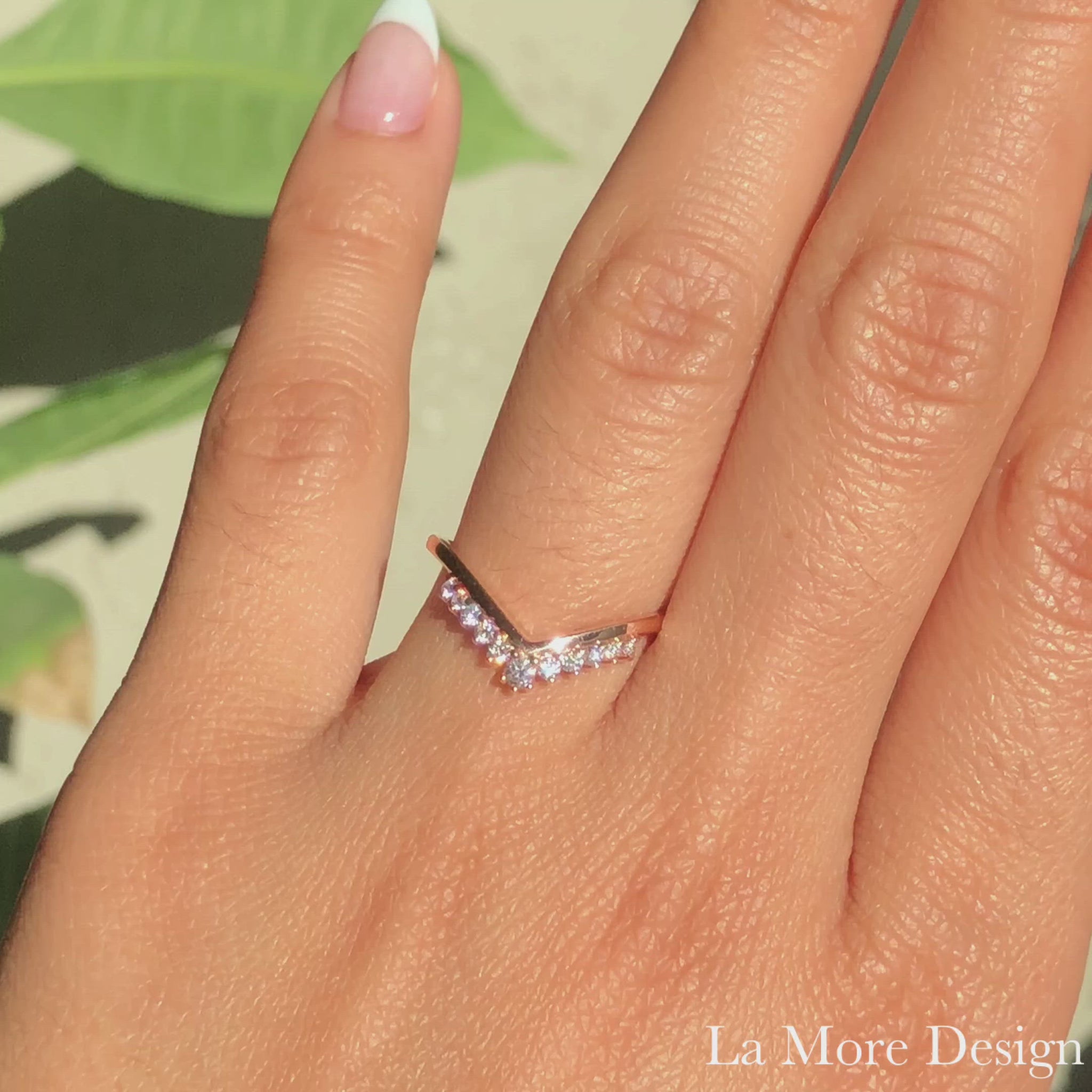 curved diamond wedding band in rose gold tiara ring by la more design