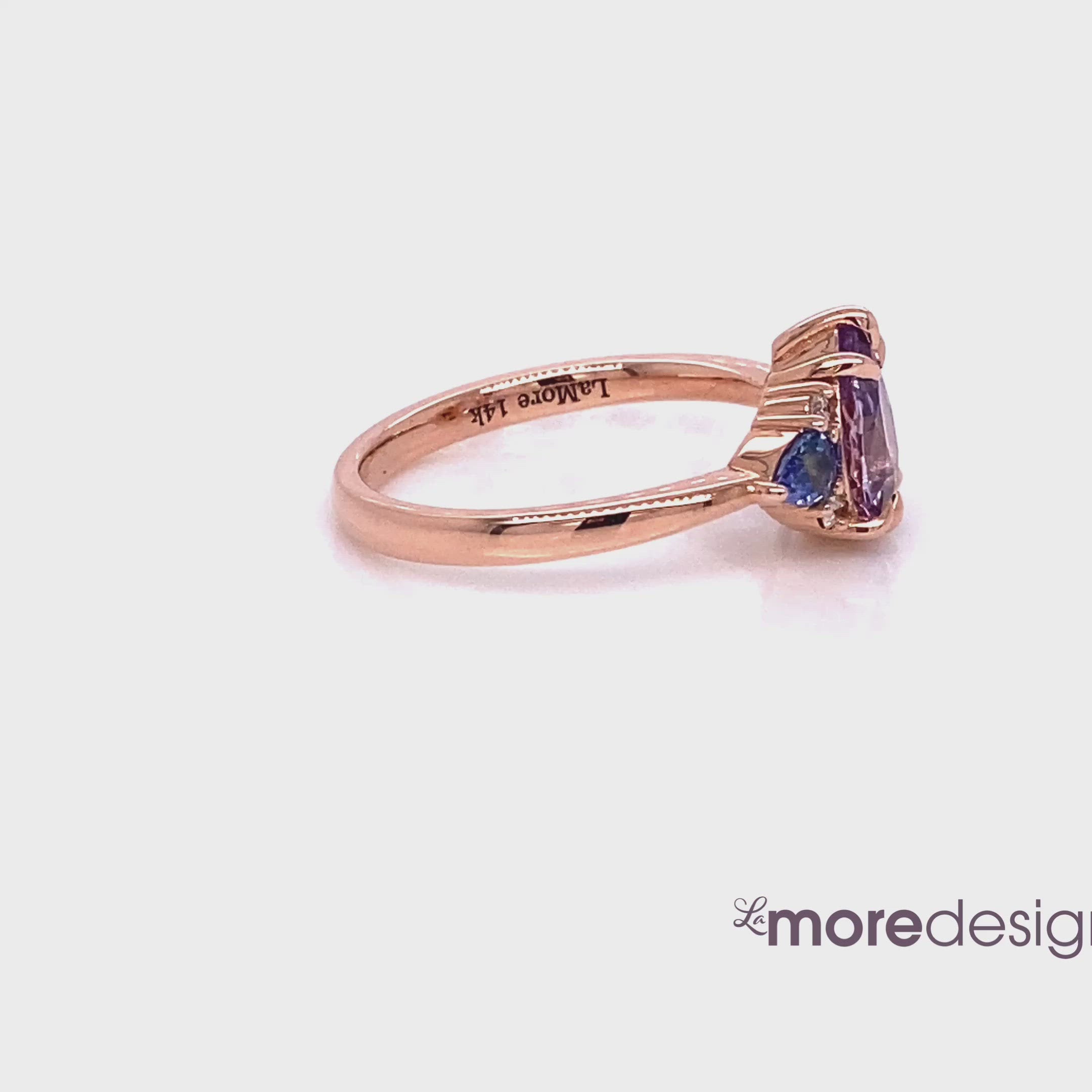 pear lavender purple sapphire diamond ring rose gold cluster ring la more design jewelry