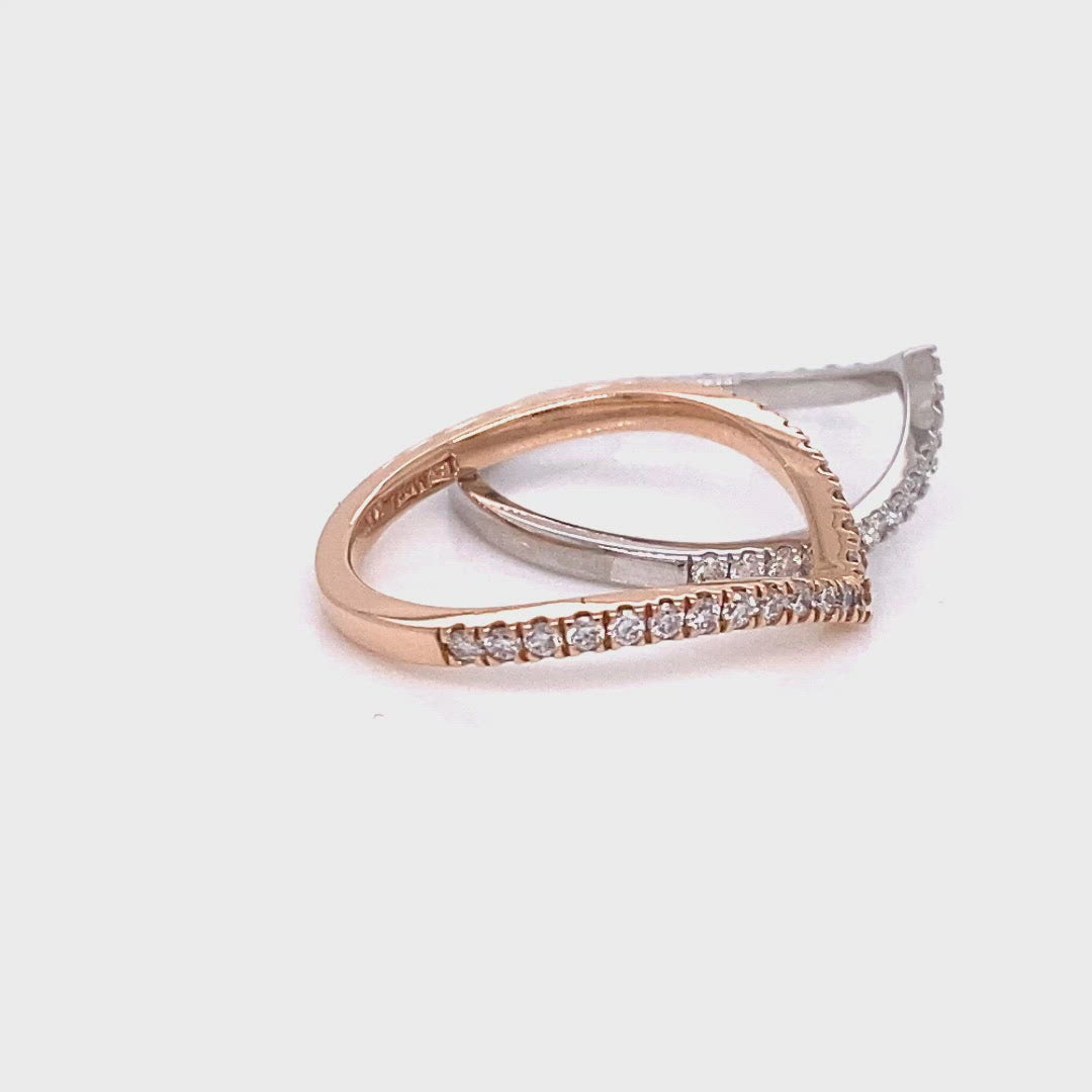 Chevron Diamond Wedding Ring in Rose Gold Curved Wedding Band by La More Design Jewelry