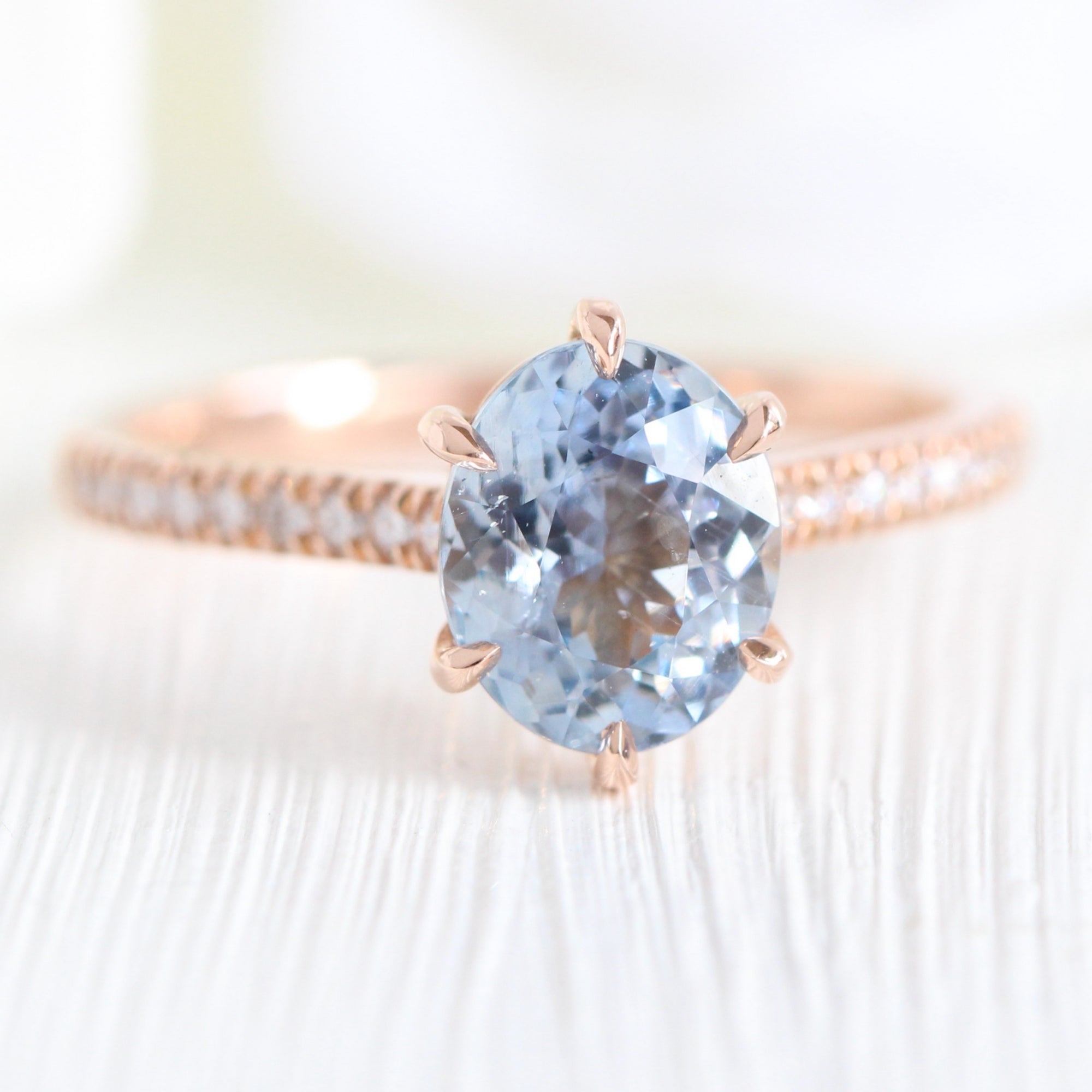 aqua blue sapphire ring rose gold solitaire oval ring la more design jewelry