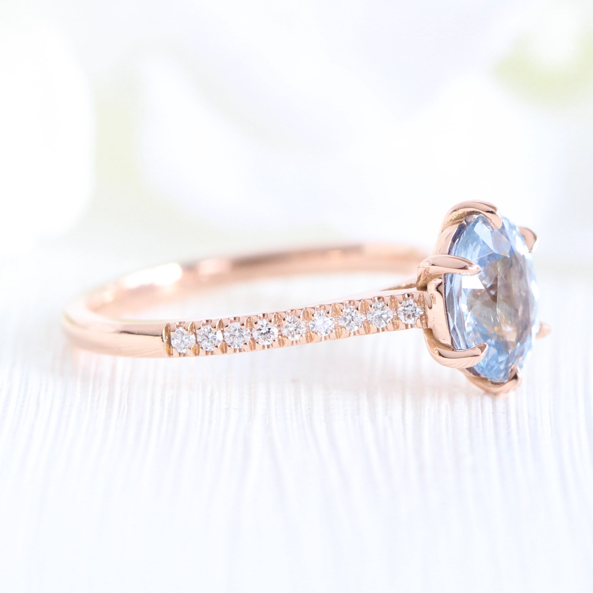 aqua blue sapphire ring rose gold solitaire oval ring la more design jewelry
