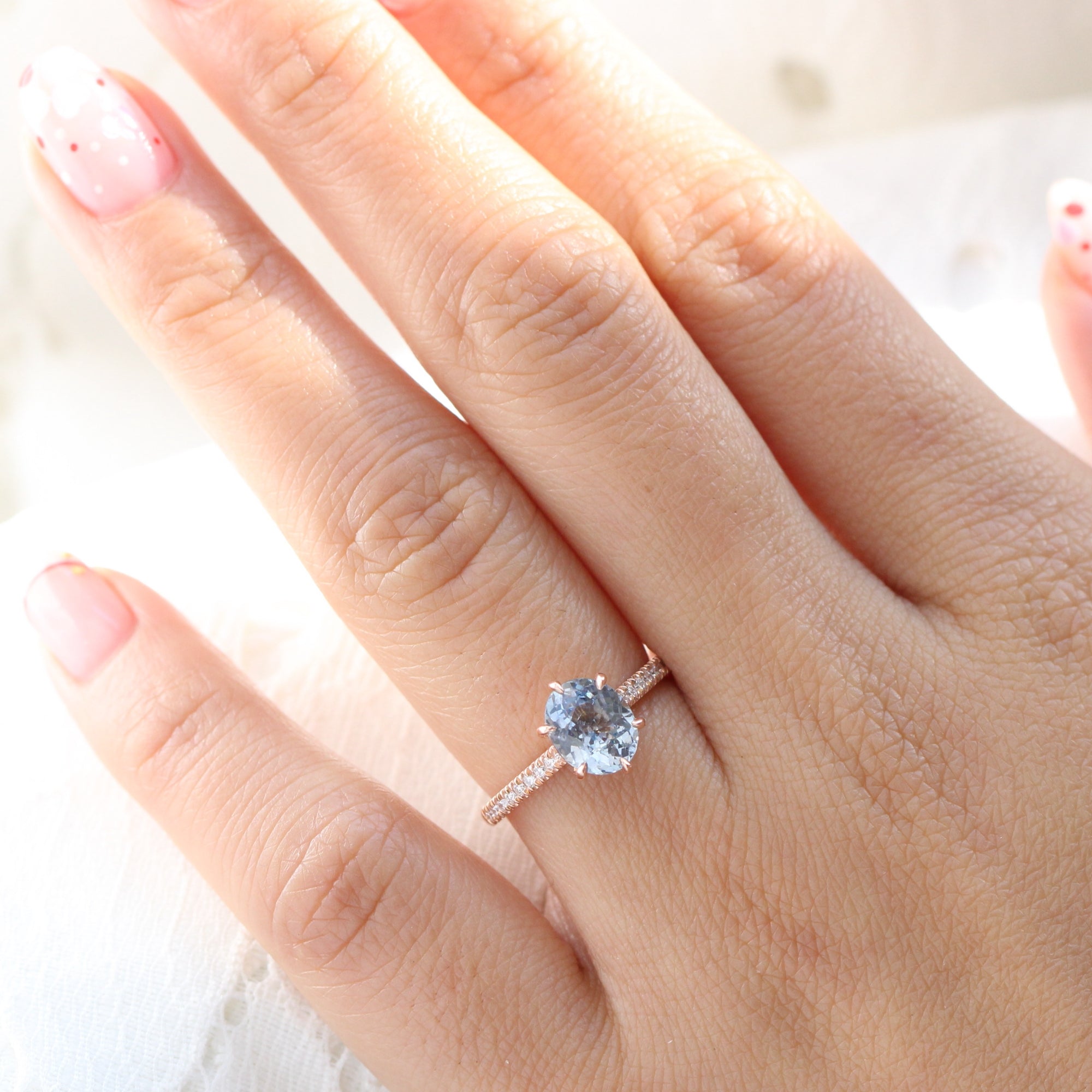aqua blue sapphire ring rose gold solitaire oval ring la more design jewelry