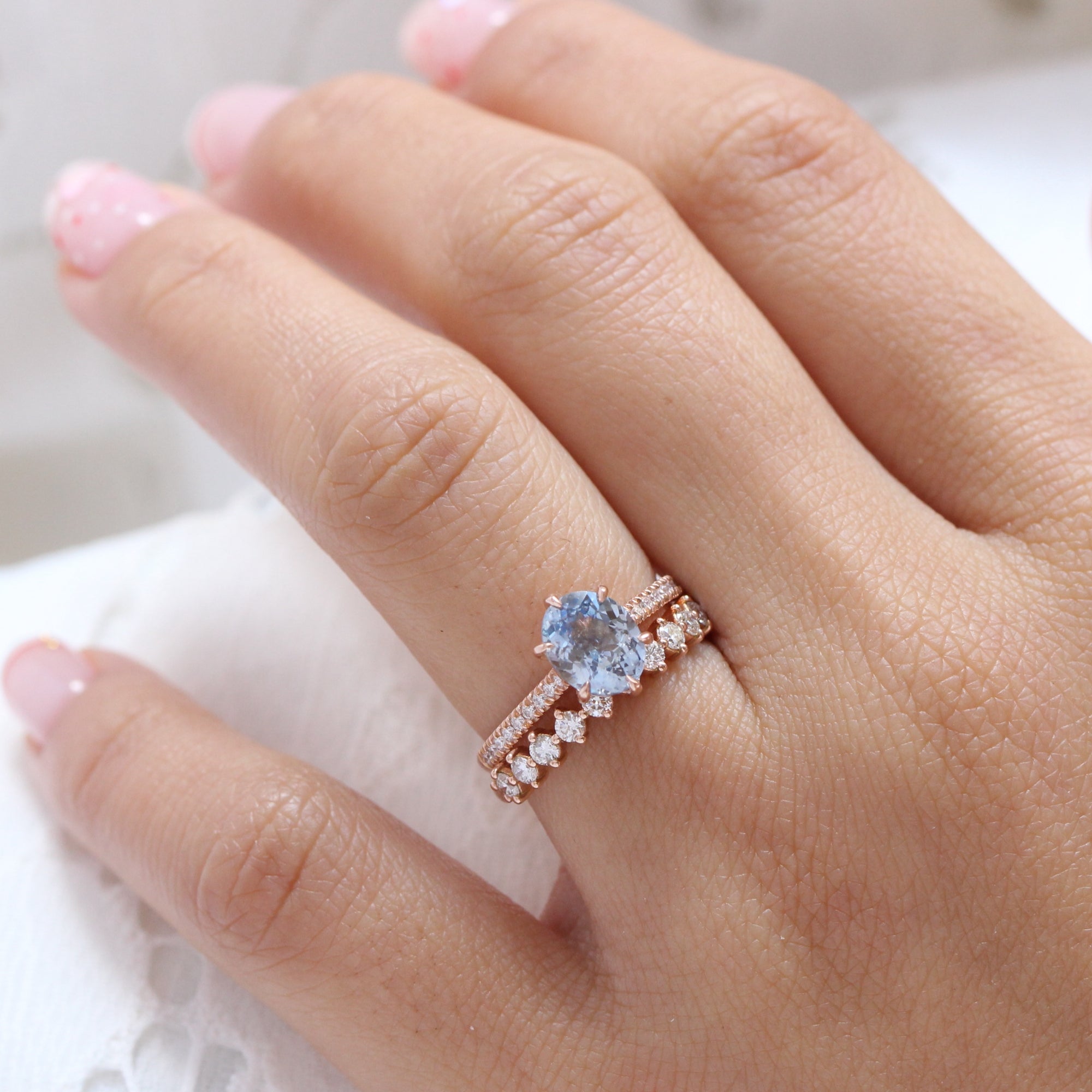 aqua blue sapphire ring rose gold solitaire oval ring la more design jewelry