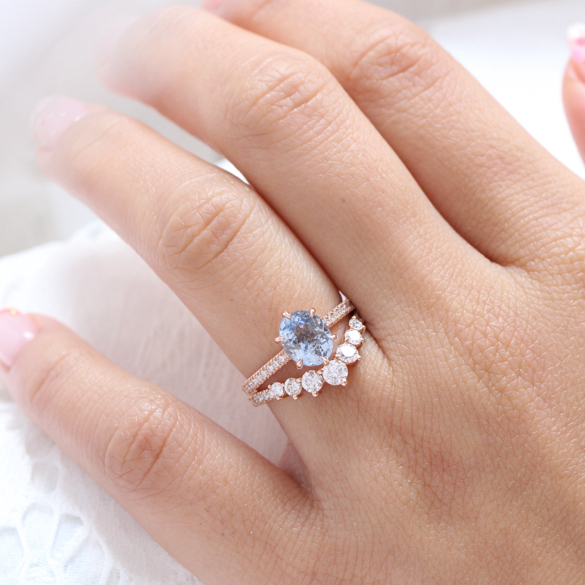 aqua blue sapphire ring rose gold solitaire oval ring la more design jewelry