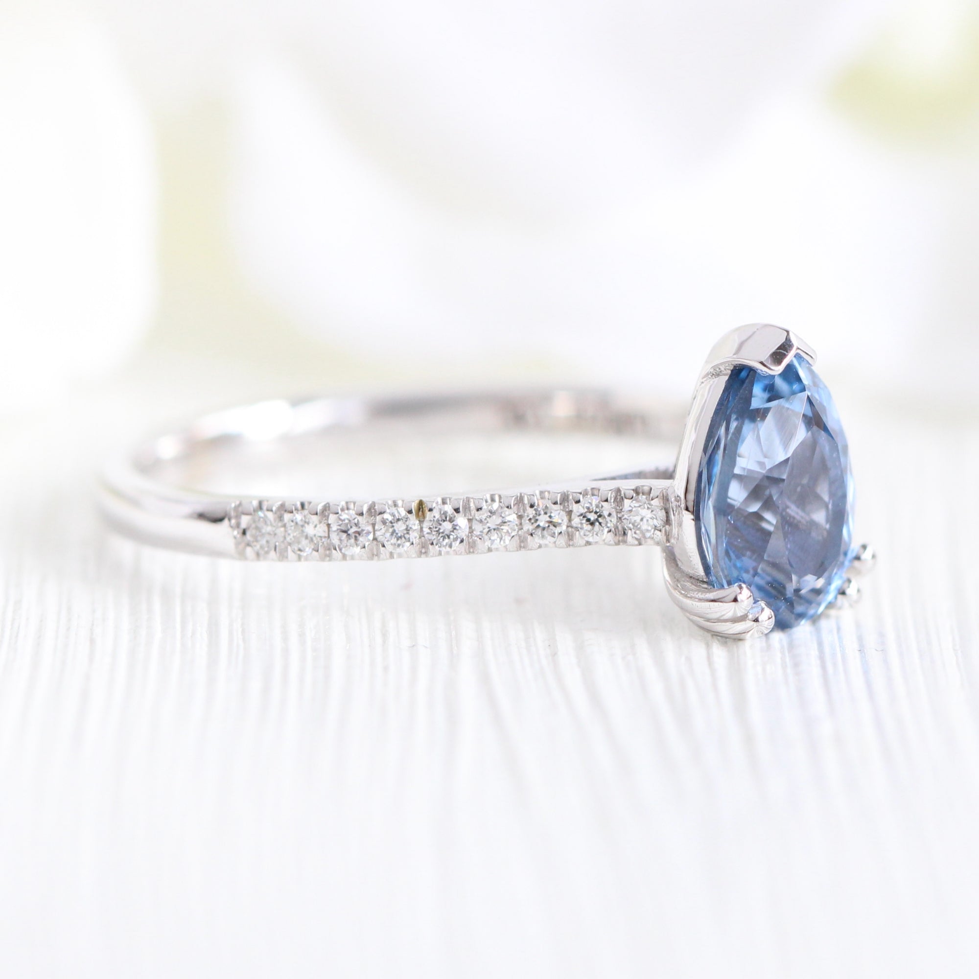 aqua blue sapphire ring white gold solitaire pear ring la more design jewelry