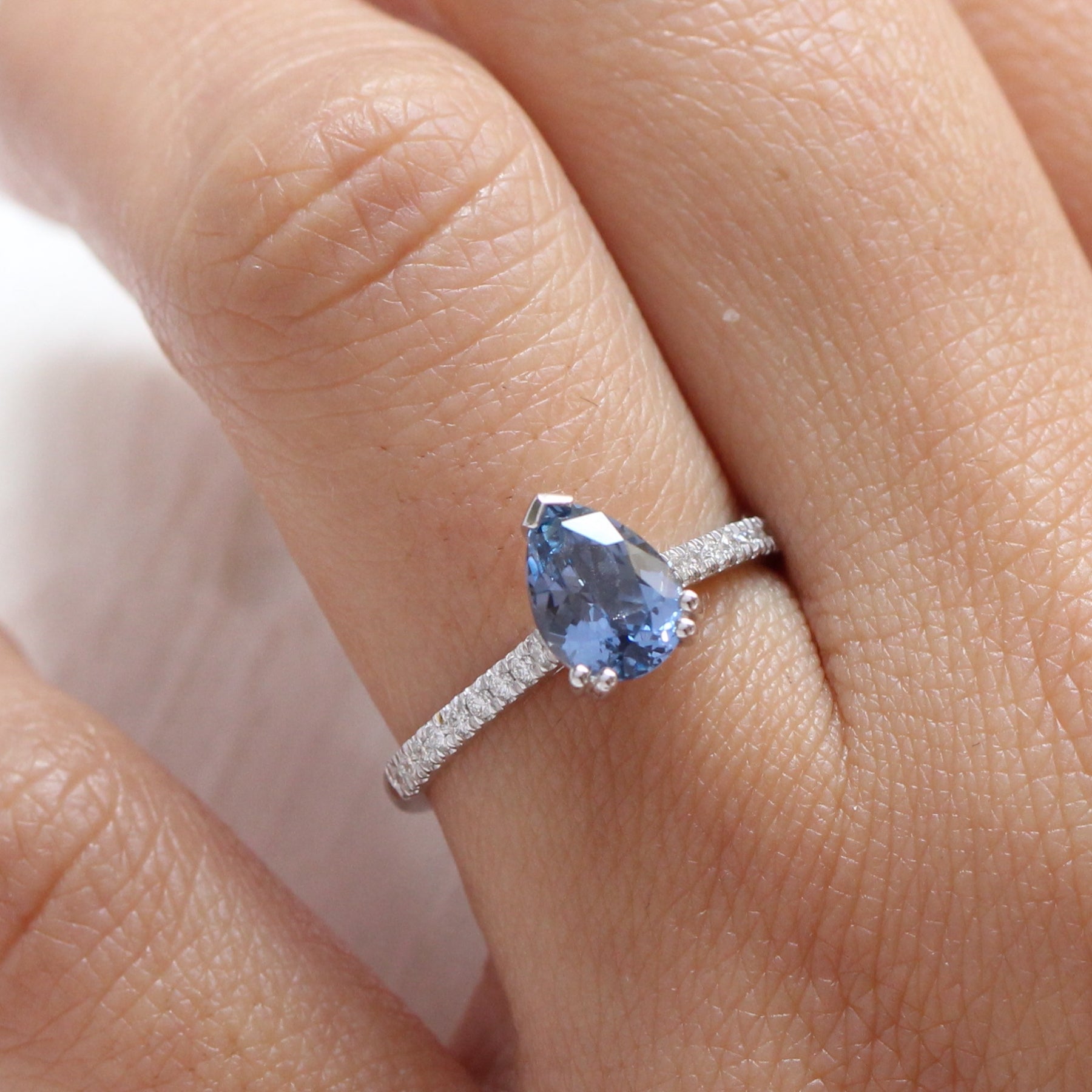 aqua blue sapphire ring white gold solitaire pear ring la more design jewelry