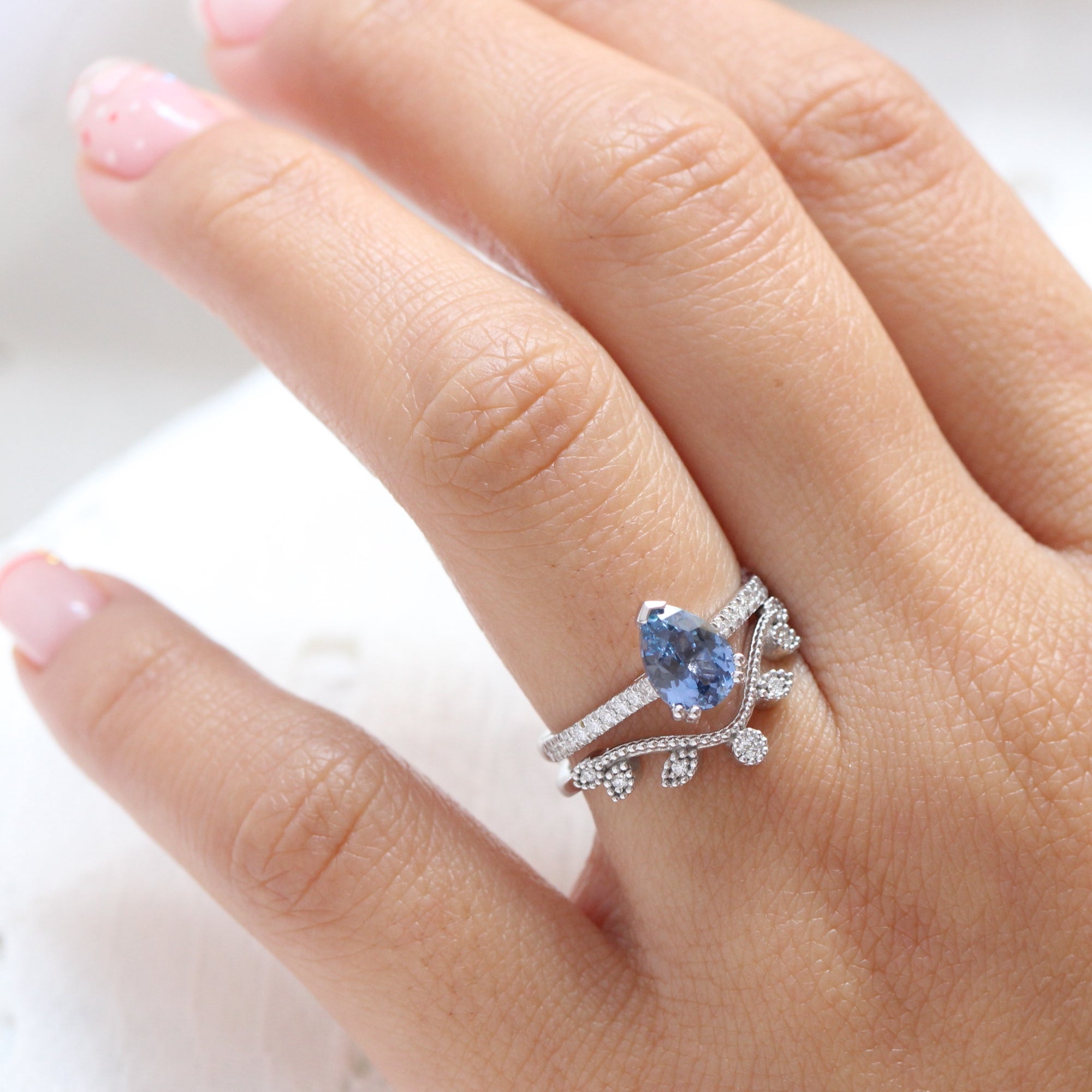 aqua blue sapphire ring white gold solitaire pear ring la more design jewelry