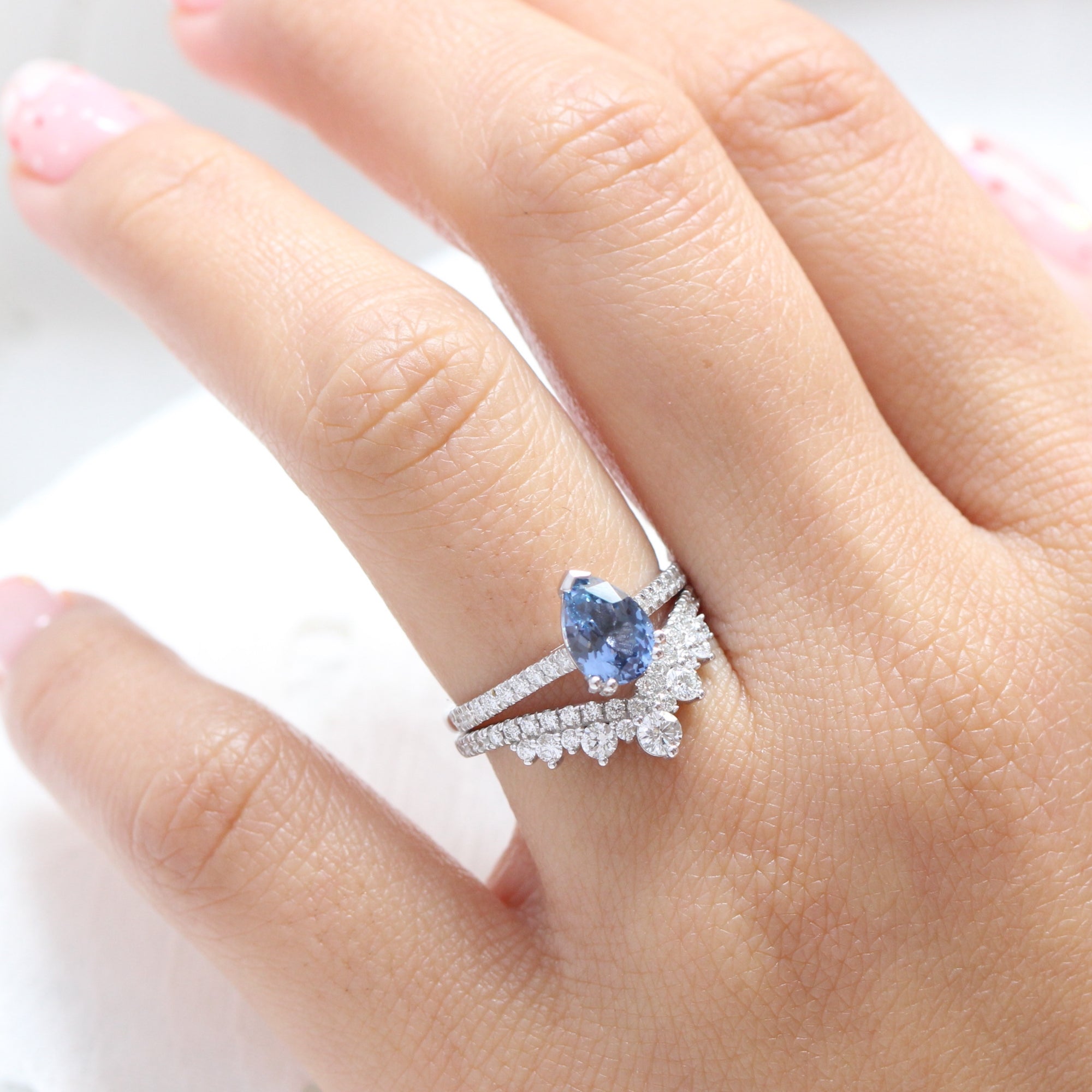 aqua blue sapphire ring white gold solitaire pear ring la more design jewelry