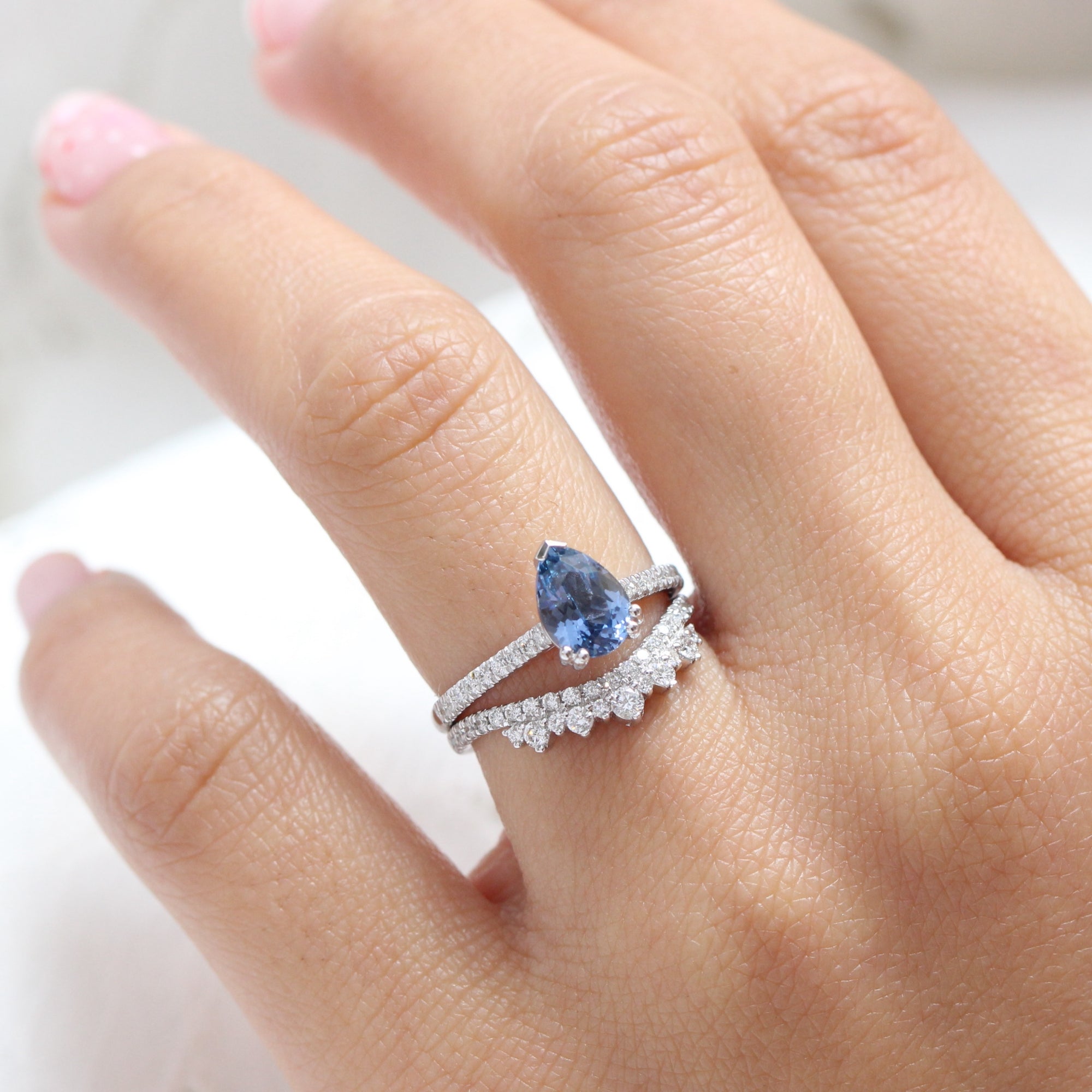 aqua blue sapphire ring white gold solitaire pear ring la more design jewelry