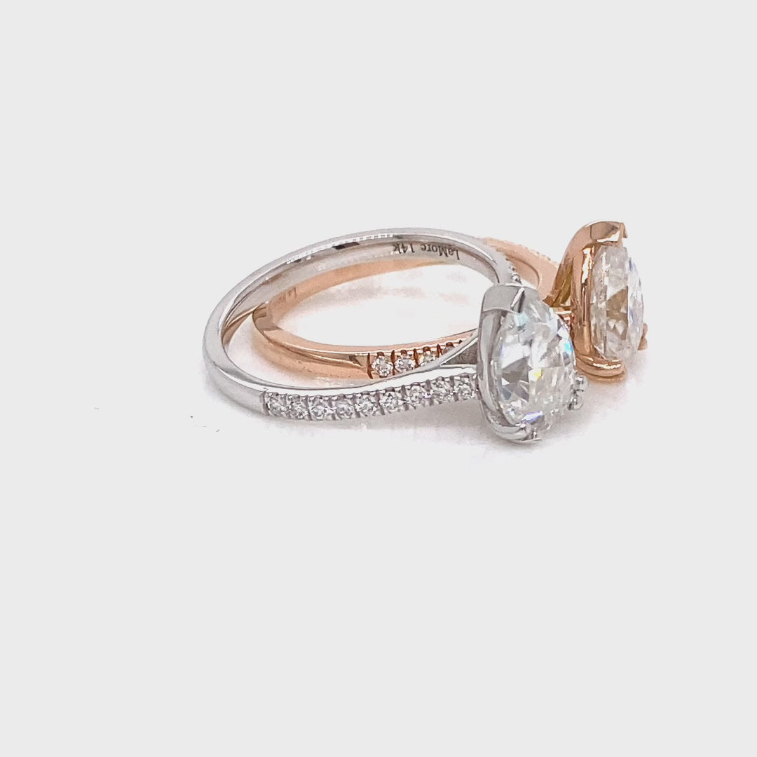 Pear moissanite solitaire ring rose gold large diamond wedding ring set la more design jewelry