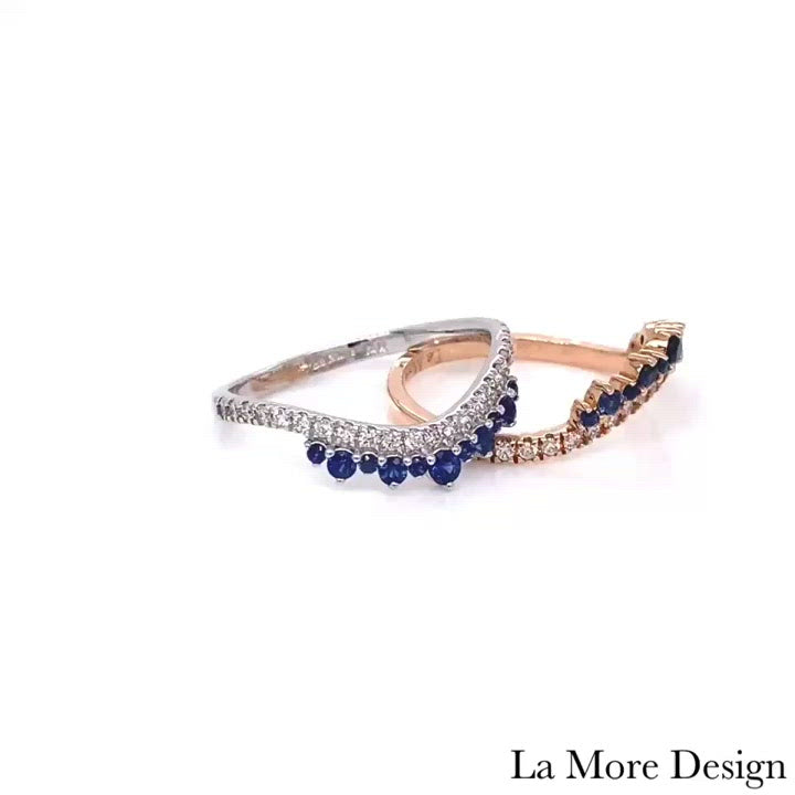Crown diamond sapphire wedding band gold u shaped wedding ring la more design jewelry