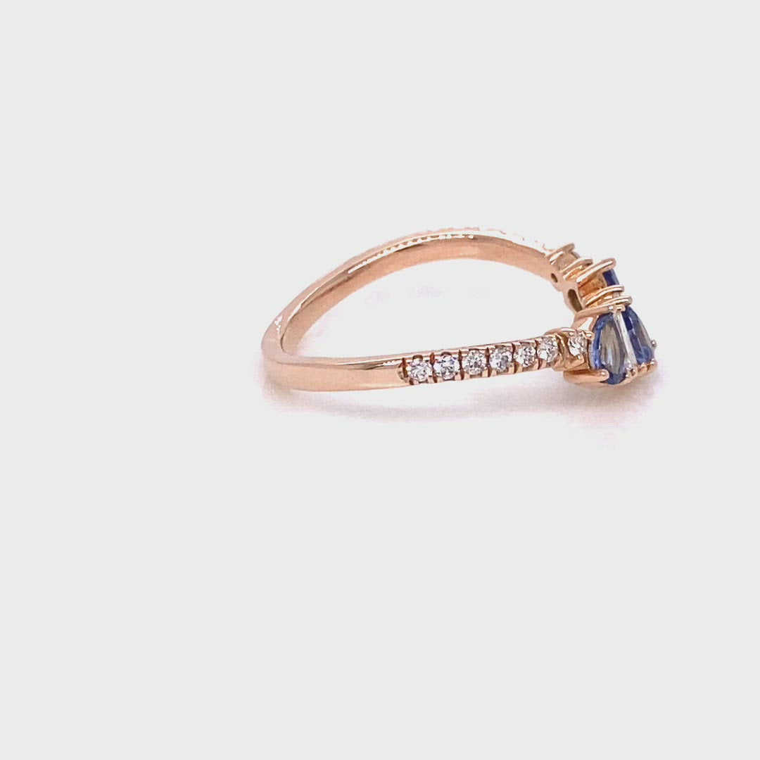 pear and baguette diamond and sapphire ring rose gold stacking diamond wedding band by la more design jewelry