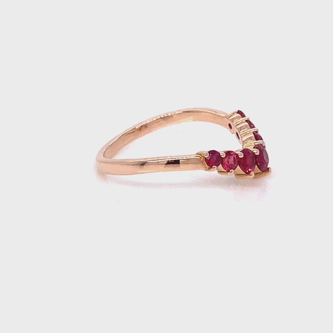large ruby wedding ring in rose gold half eternity curved wedding band by la more design jewelry