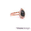 This timelessly elegant yet unique green sapphire engagement ring is crafted in 14k rose gold Tiara Halo Diamond ring setting with a 1.66-carat pear cut natural teal sapphire center ~ total gemstone and diamond weight of the whole ring is 2.04 ct.tw.  This one-of-a-kind sapphire diamond ring is perfect for brides looking for diamond alternative engagement rings! All our wedding bands can pair beautifully with this gorgeous halo diamond sapphire ring!