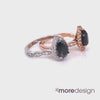 Pear black diamond engagement ring rose gold and white gold halo diamond band by la more design jewelry