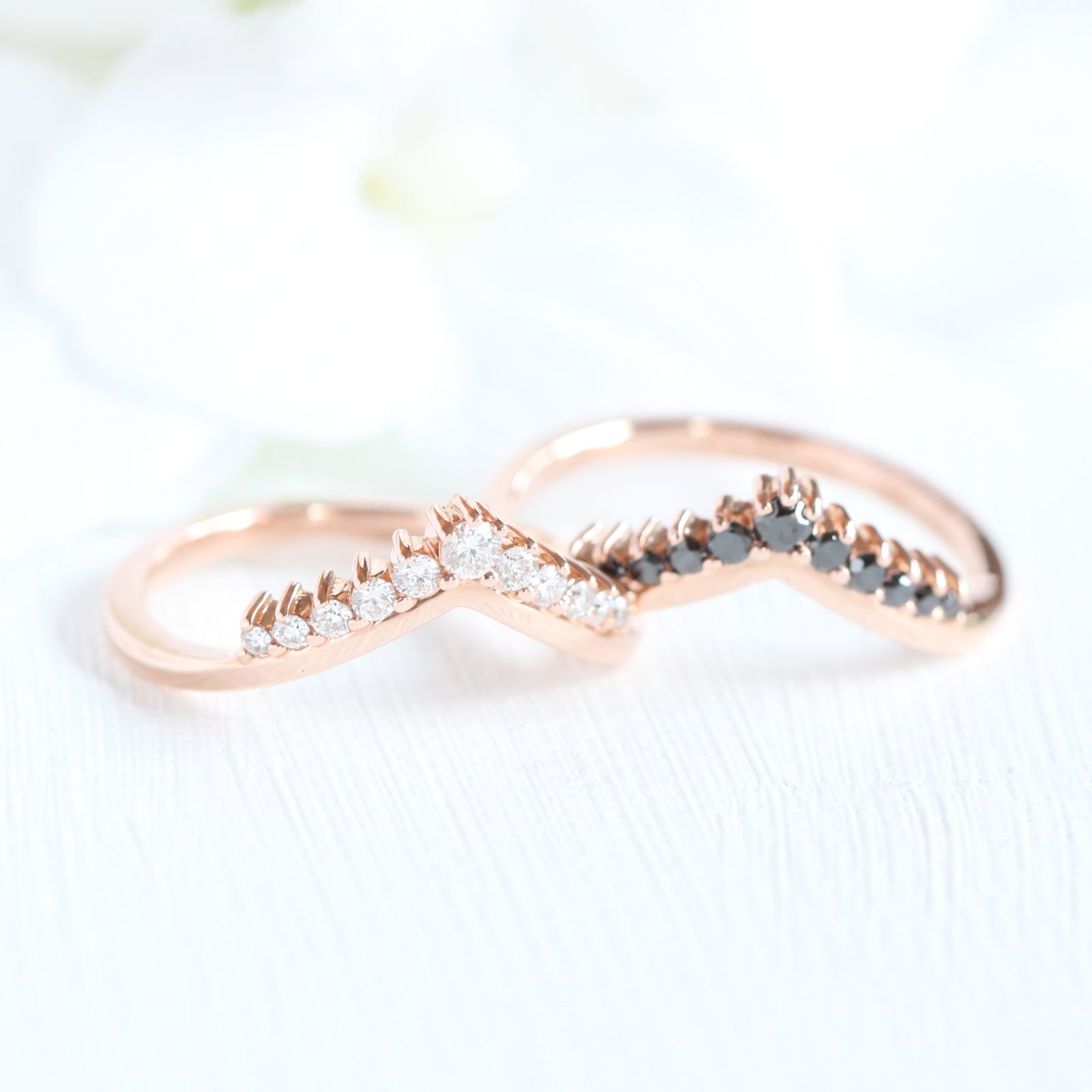 Tiara Diamond Wedding Ring in Rose Gold Curved Band La More Design