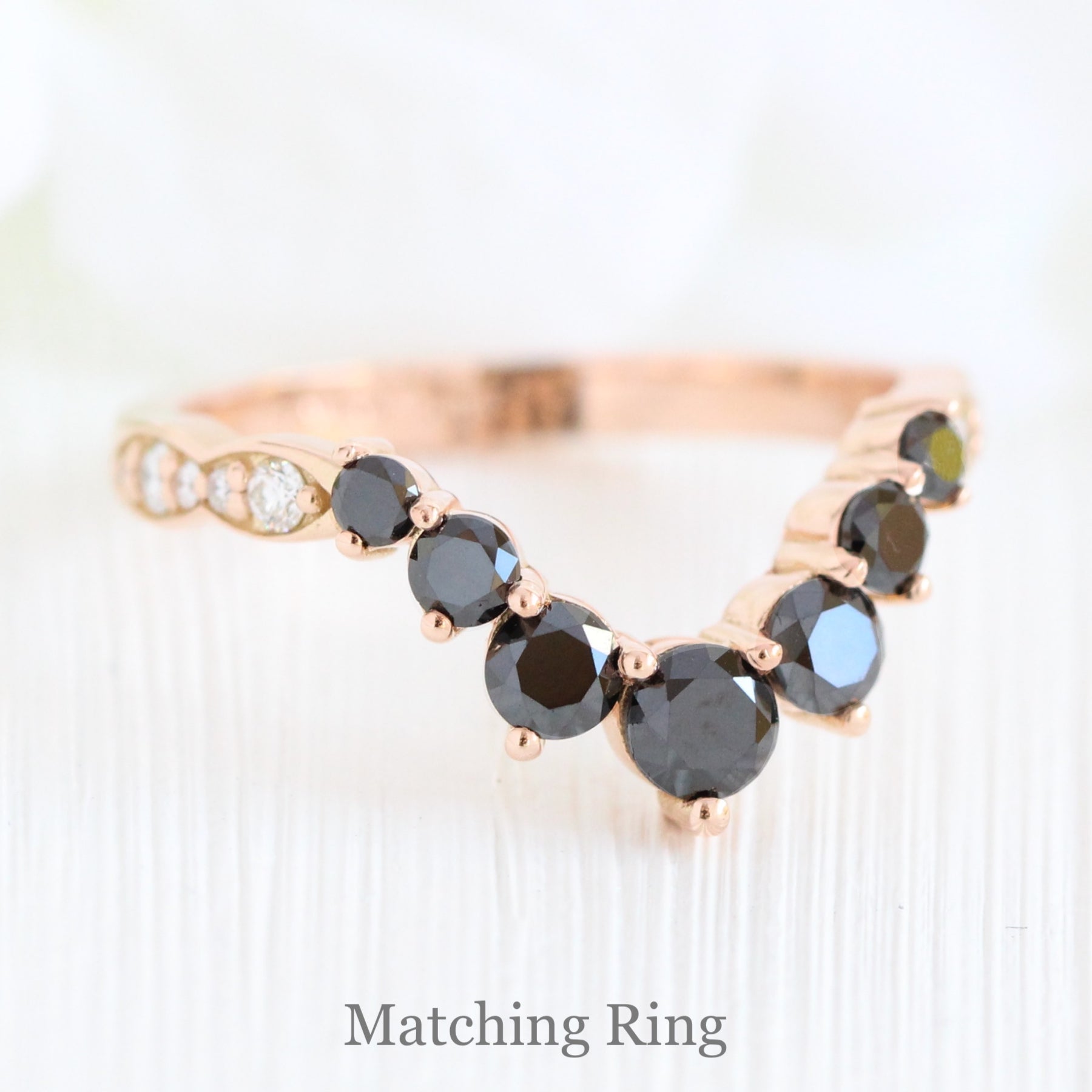 black and white diamond wedding band rose gold curved diamond ring la more design jewelry