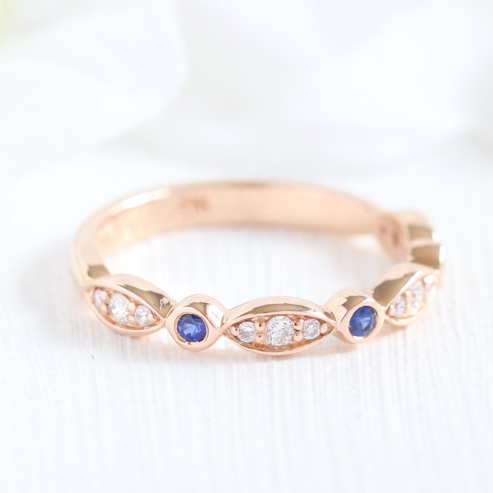 oval sapphire engagement ring in rose gold vintage inspired band by la more design jewelry