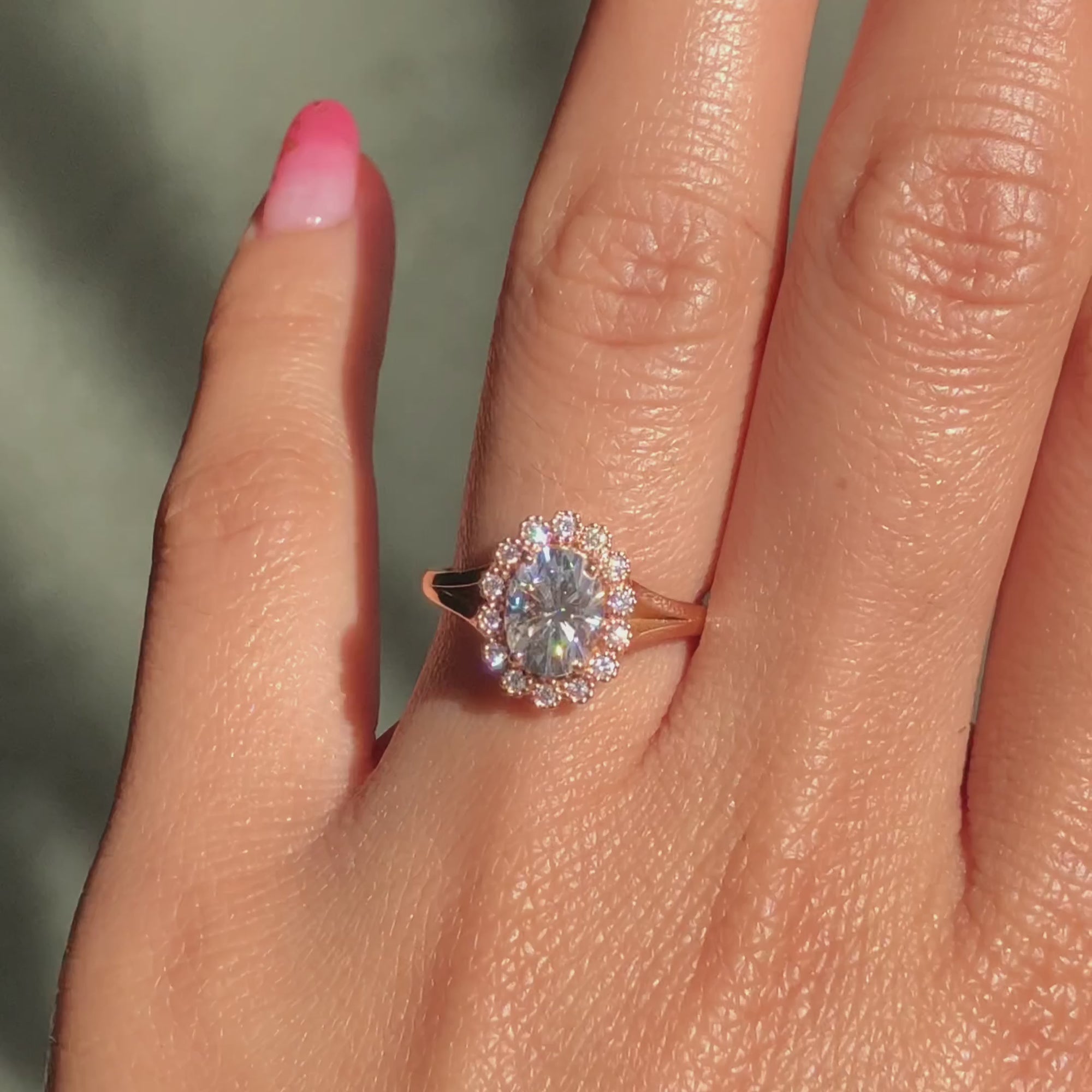 rose gold vintage inspired moissanite engagement ring in milgrain diamond band by la more design