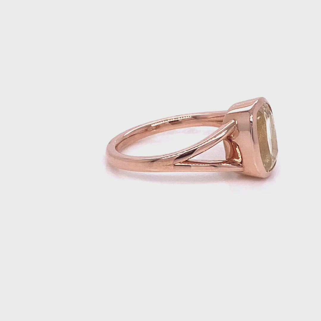 light champagne sapphire ring rose gold bezel sapphire ring la more design jewelry