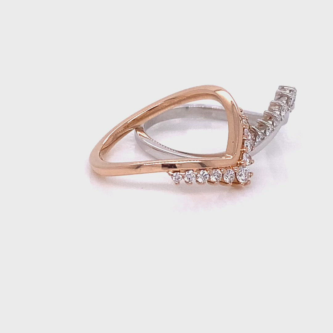 V shaped diamond wedding band rose gold curved wedding ring by la more design jewelry