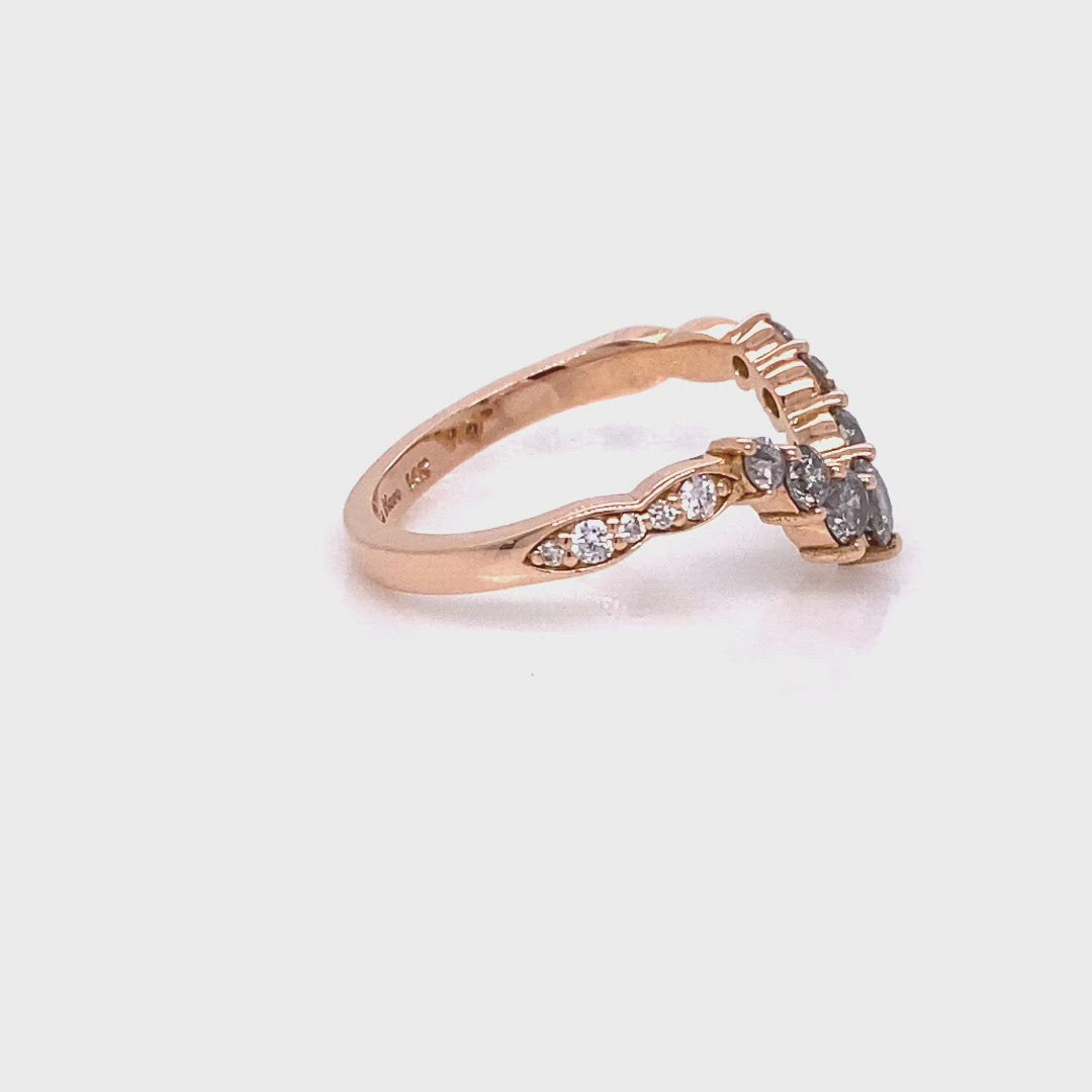 salt and pepper grey diamond wedding ring rose gold curved diamond band la more design jewelry