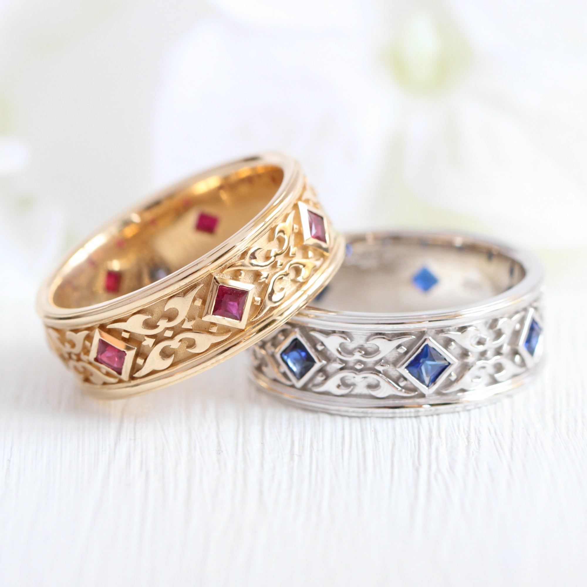 celtic mens wedding bands yellow gold princess cut ruby ring sapphire ring la more design jewelry 
