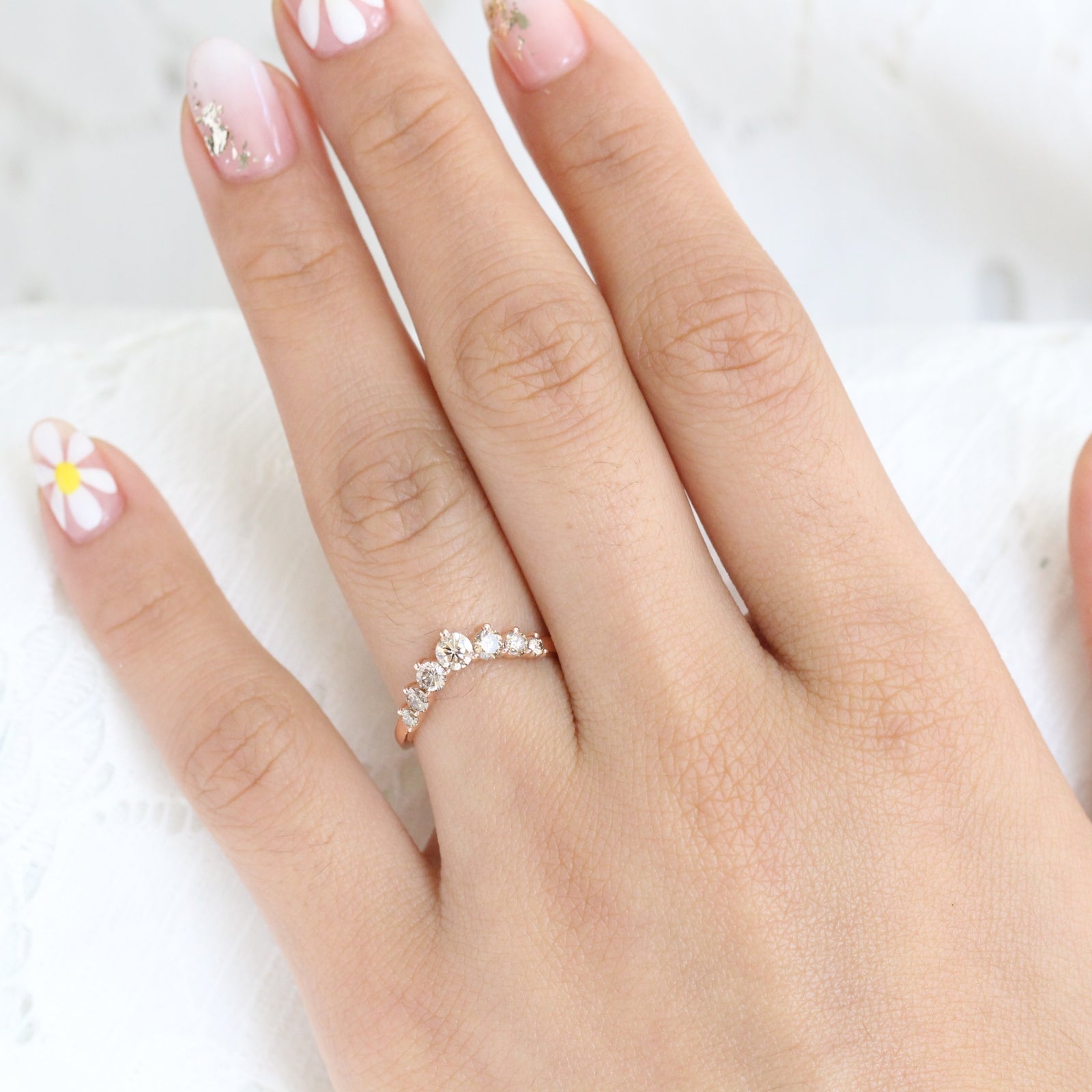 champagne diamond wedding band in rose gold curved large diamond wedding ring by la more design jewelry