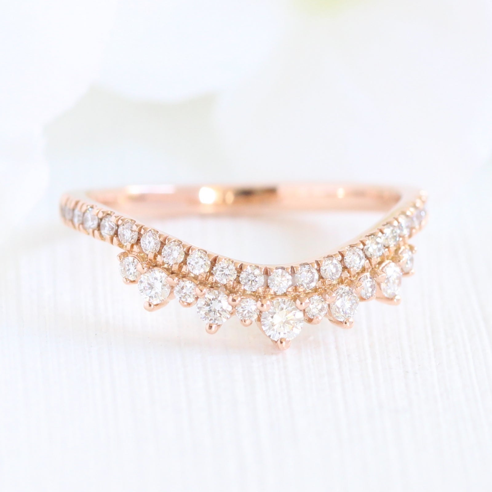 crown diamond wedding band curved rose gold ring by la more design-jewelry