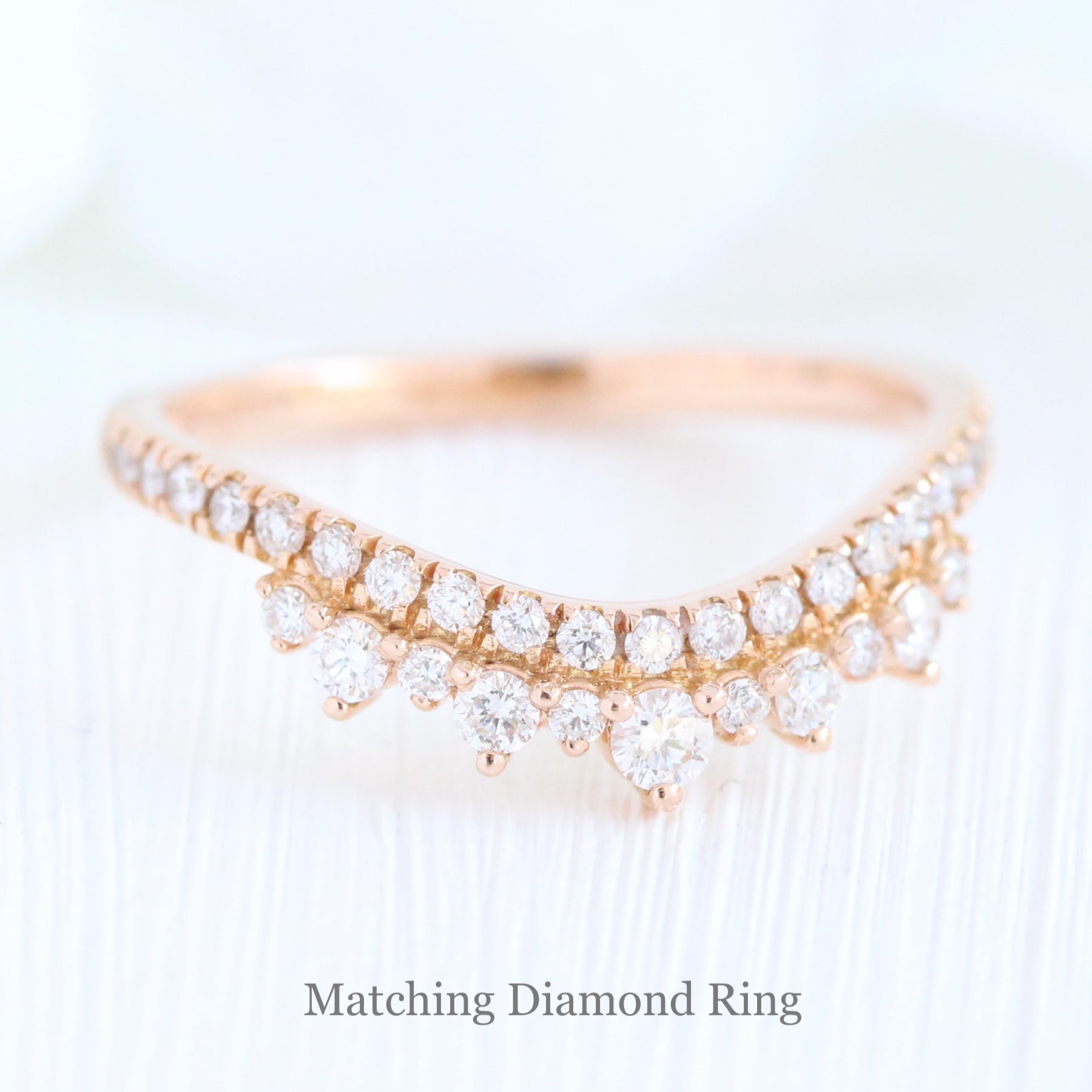 crown diamond wedding band rose gold curved wedding ring by la more design jewelry