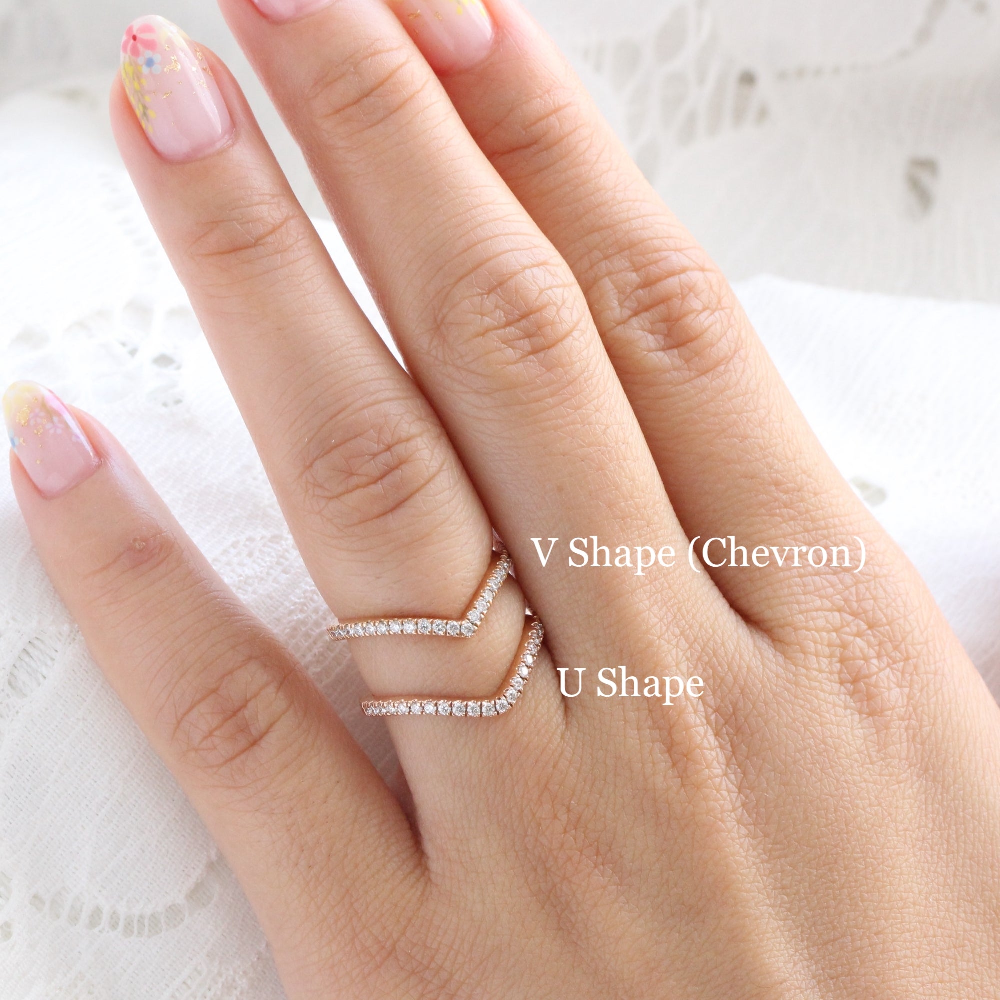 curved diamond wedding ring in rose gold U shaped wedding band by la more design jewelry