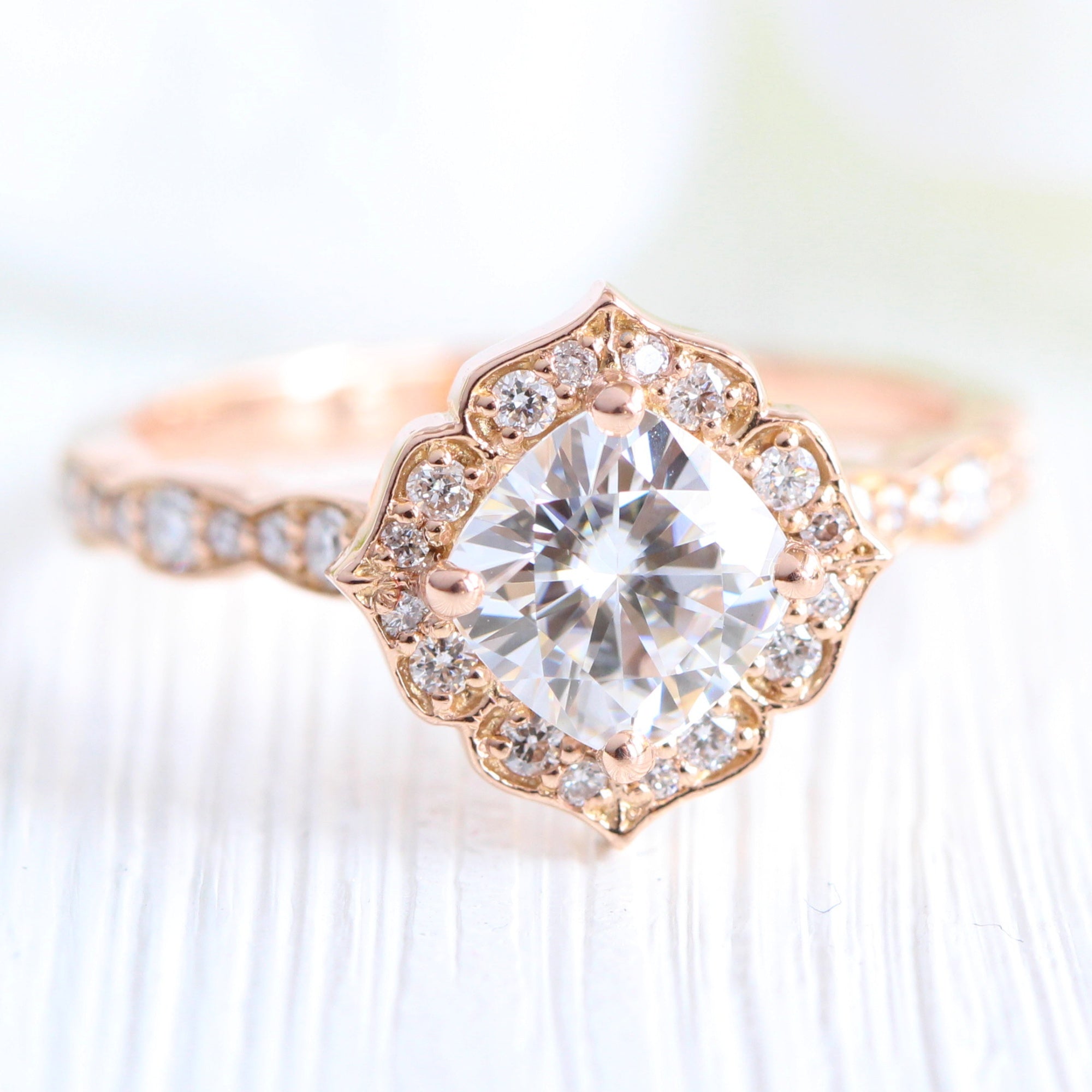 cushion morganite engagement ring rose gold vintage halo diamond ring la more design jewelry
