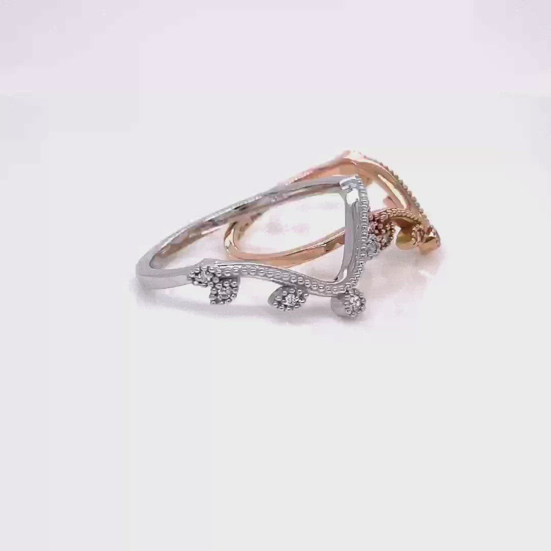 Deep curved diamond wedding band gold u shaped diamond wedding ring