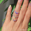Large 7 diamond wedding band rose gold pave diamond ring la more design jewelry