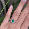 Halo diamond pear emerald ring stock rose gold deep curved wedding band la more design jewelry