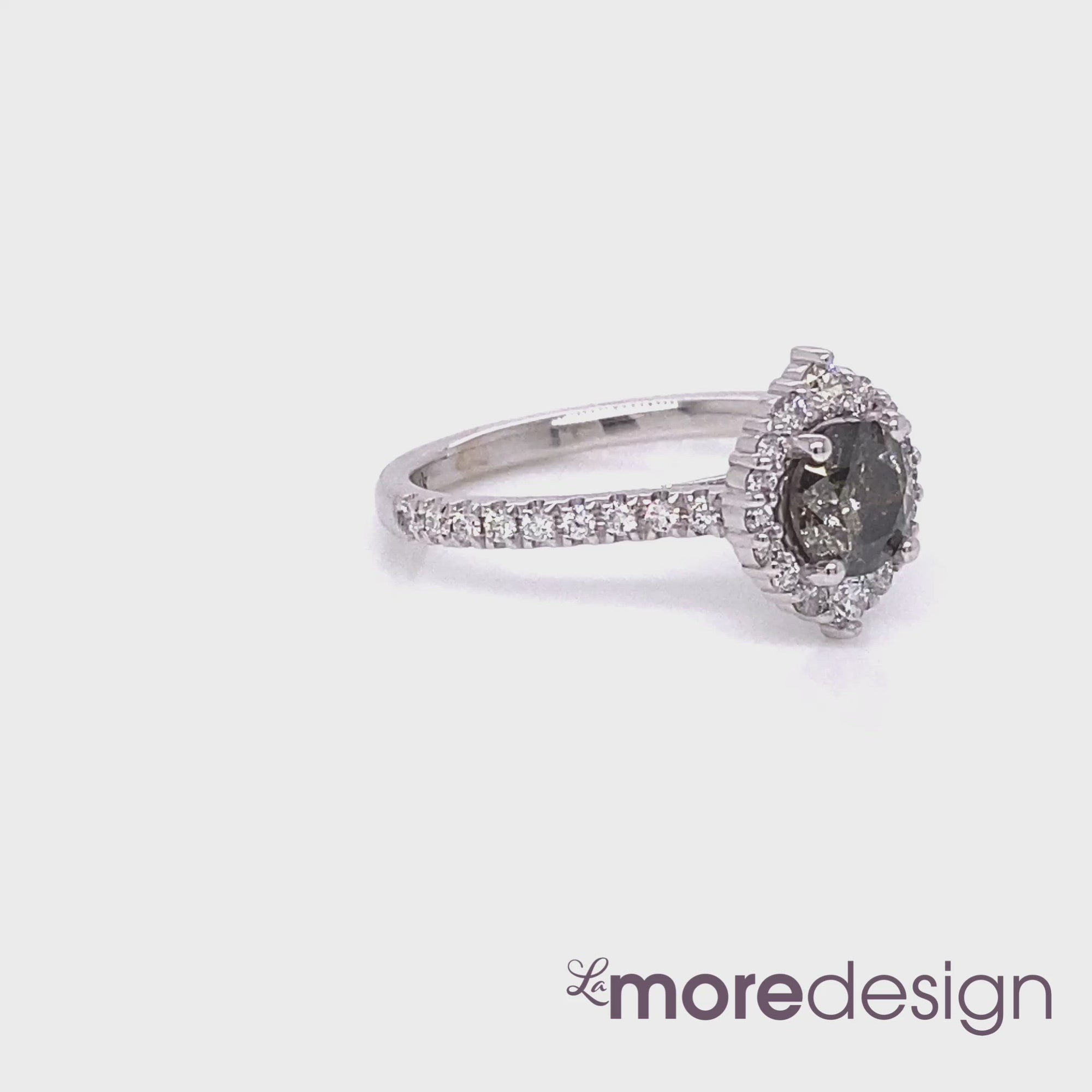Salt and pepper diamond ring white gold halo ring pave diamond band la more design jewelry