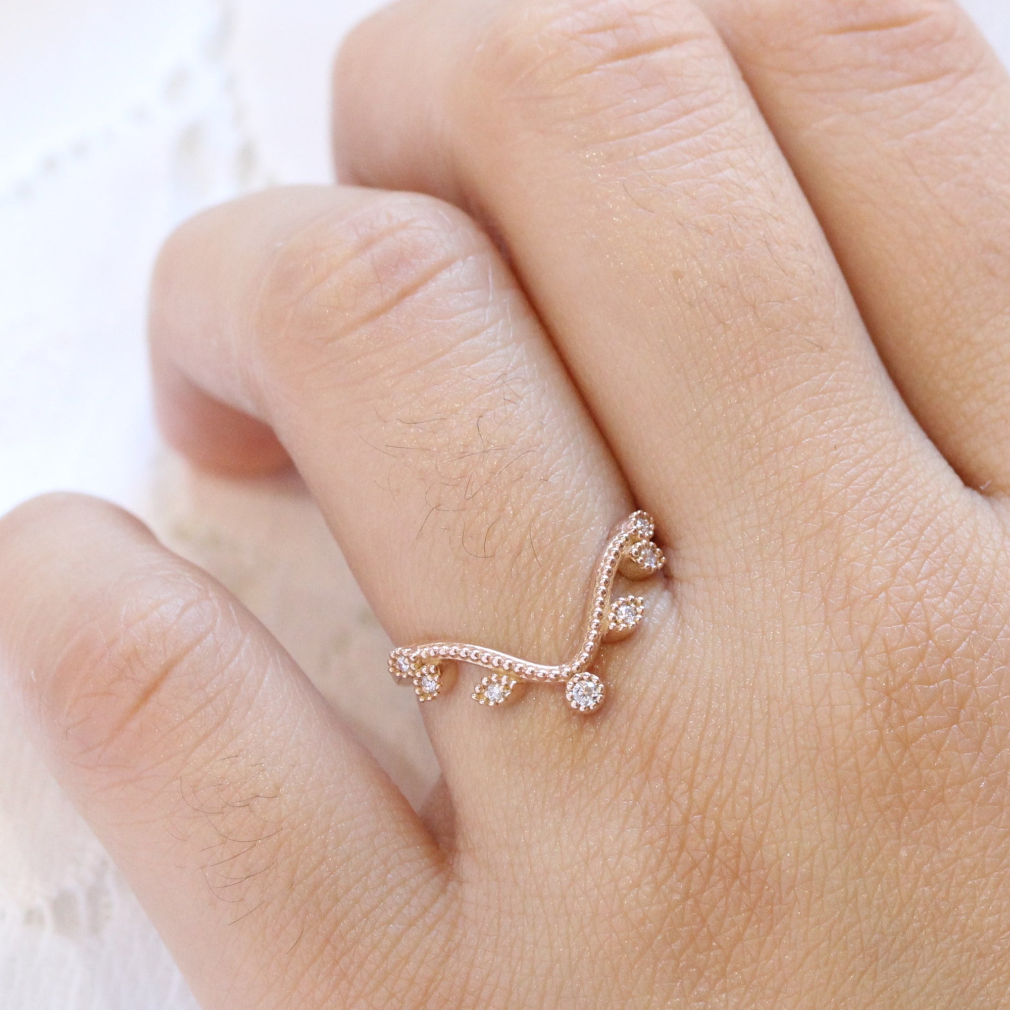 deep curved wedding band rose gold diamond wedding rings leaf wedding band la more design jewelry