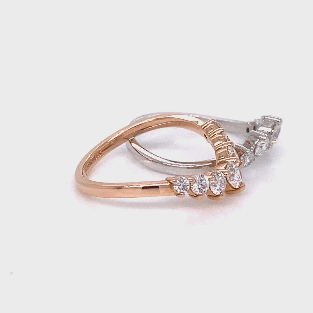 large diamond ring in rose gold 7 stone diamond curved wedding band by la more design jewelry