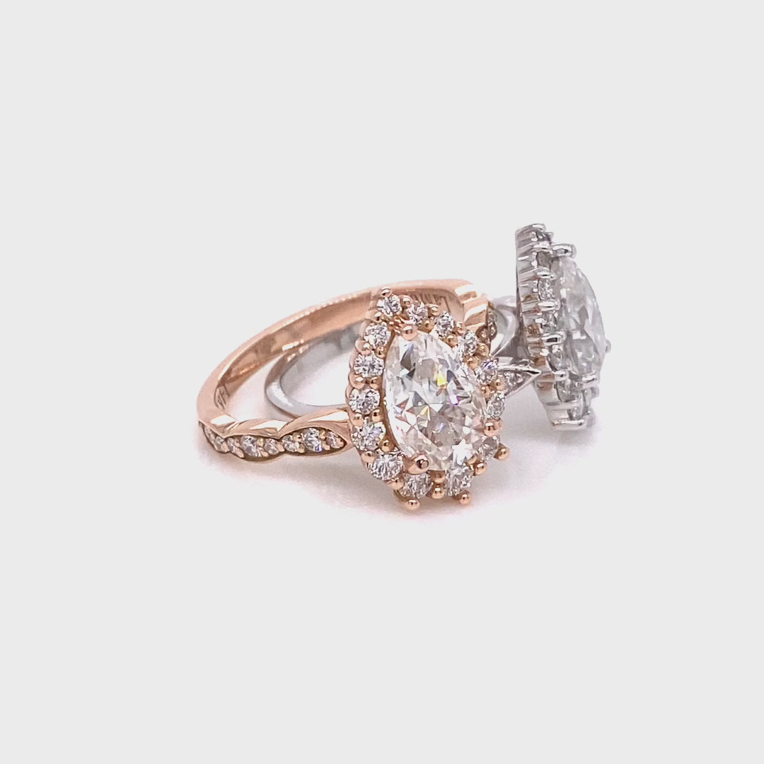 lab diamond ring rose gold pear diamond halo engagement ring La More Design Jewelry