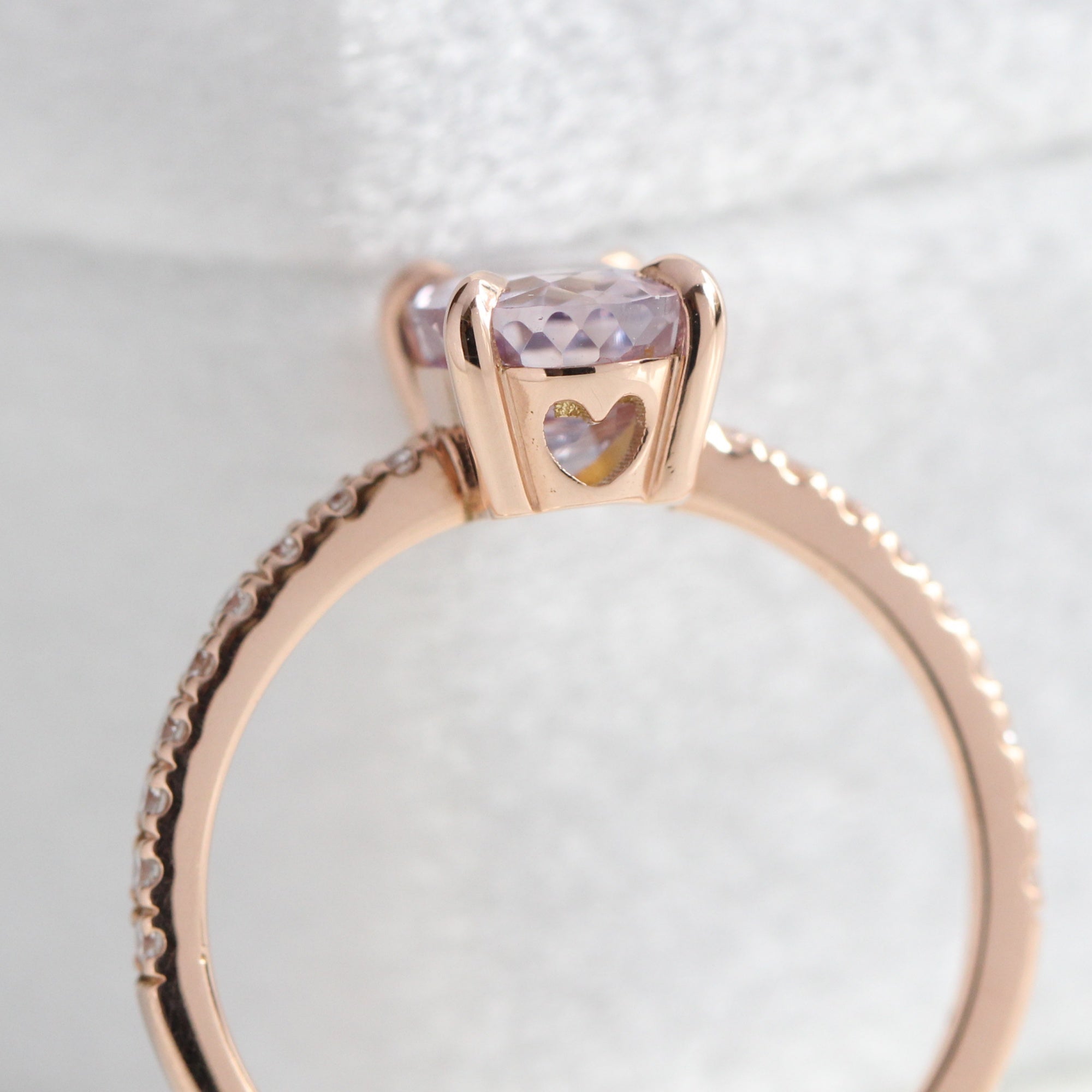 elongated oval lavender sapphire ring rose gold solitaire ring pave band la more design jewelry