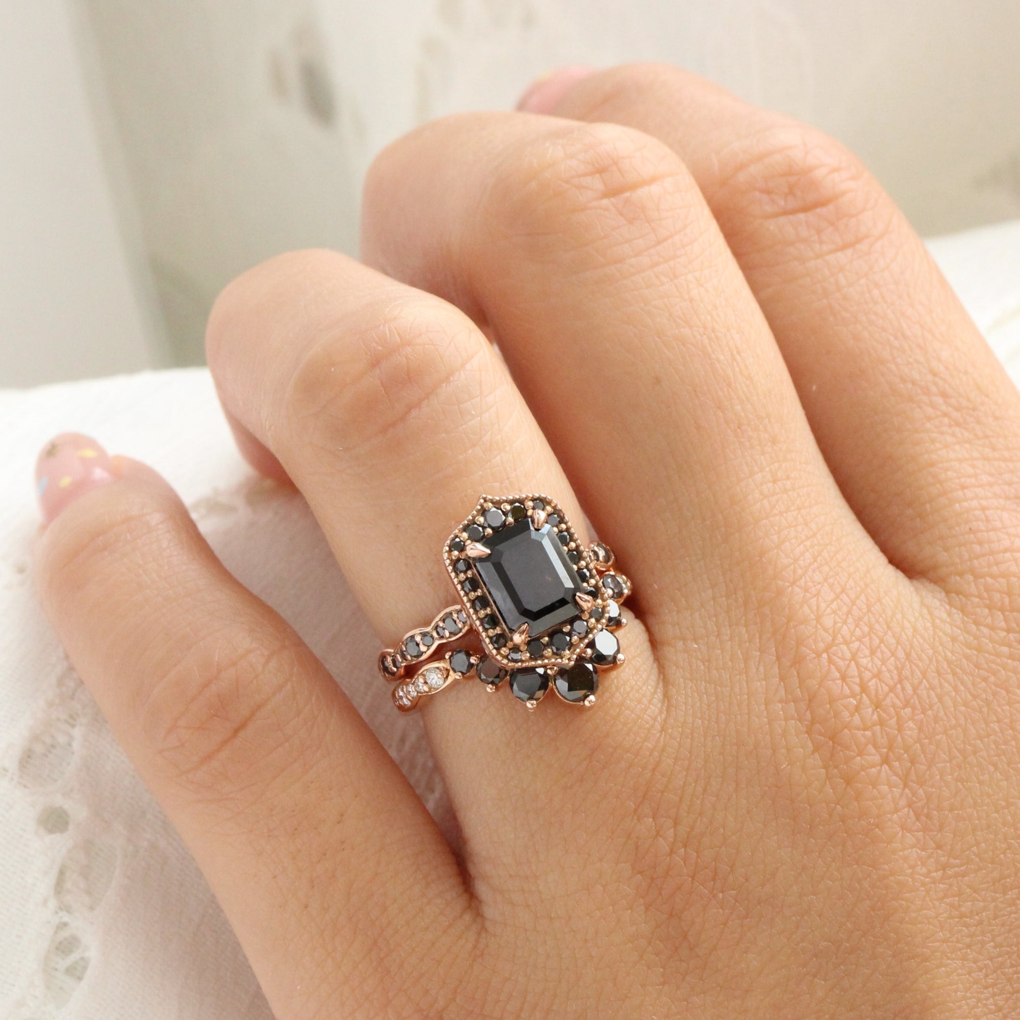 Black emerald cut outlet diamond