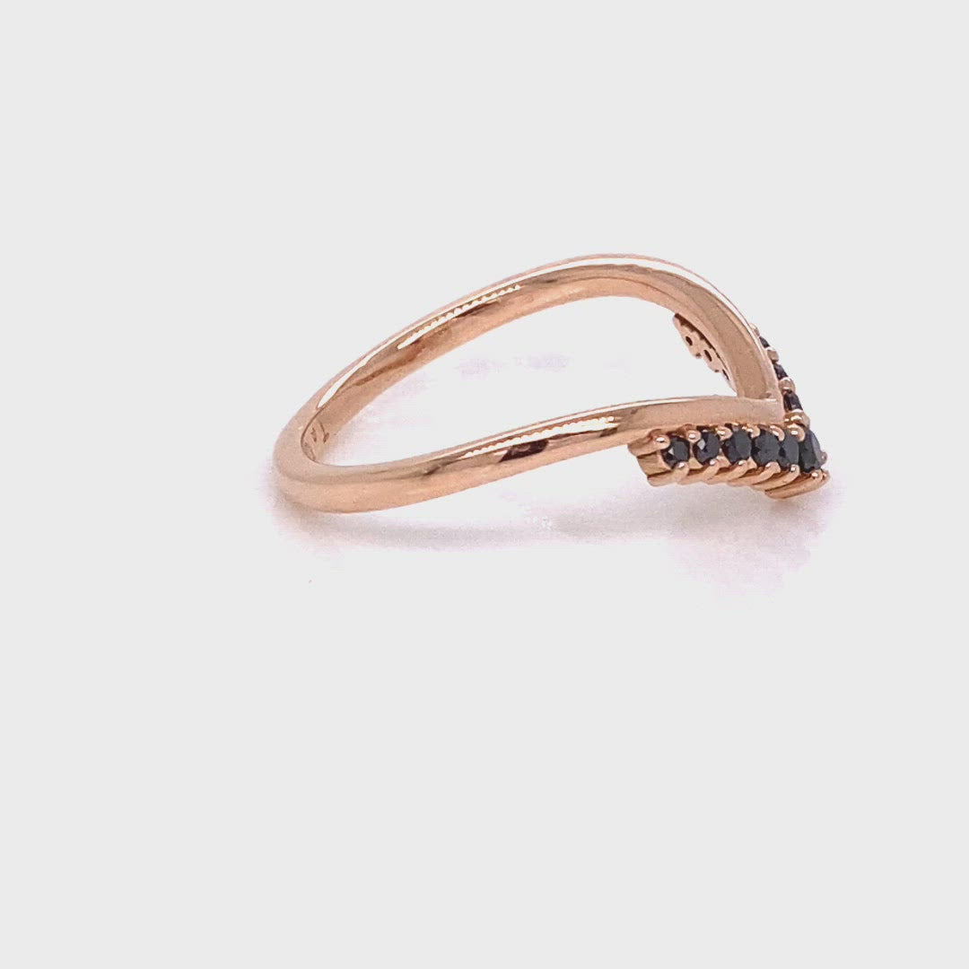 black diamond wedding band in rose gold curved tiara ring by la more design jewelry