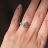 Pear green sapphire engagement ring rose gold halo diamond ring la more design jewelry