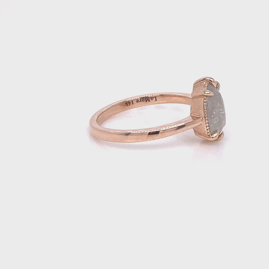 Vintage salt and pepper diamond ring rose gold pear solitaire ring la more design jewelry