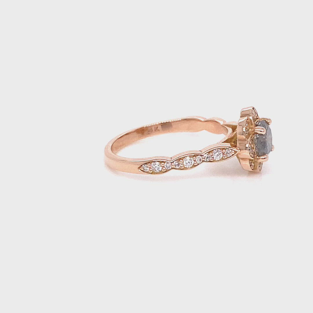 Salt and pepper diamond engagement ring rose gold grey diamond ring la more design jewelry