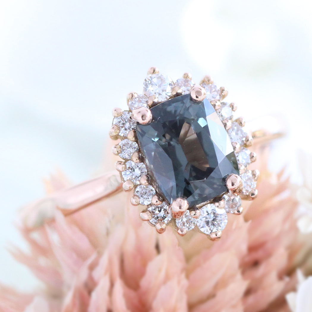 Alternative Grey Spinel Rings, Black Spinel Engagement Rings Rose Gold ...