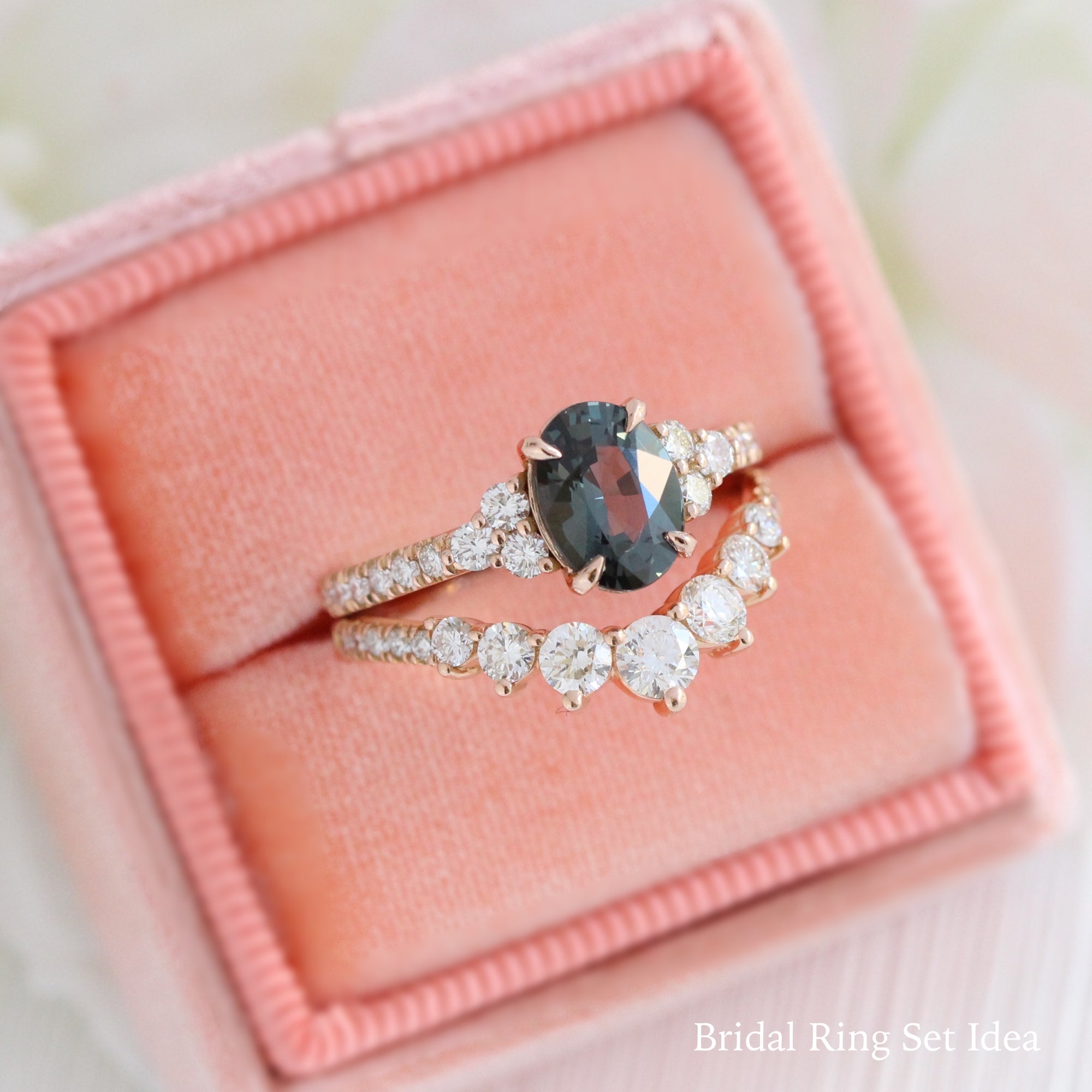 grey spinel ring rose gold oval cut engagement ring 3 stone grey diamond ring bridal set la more design jewelry