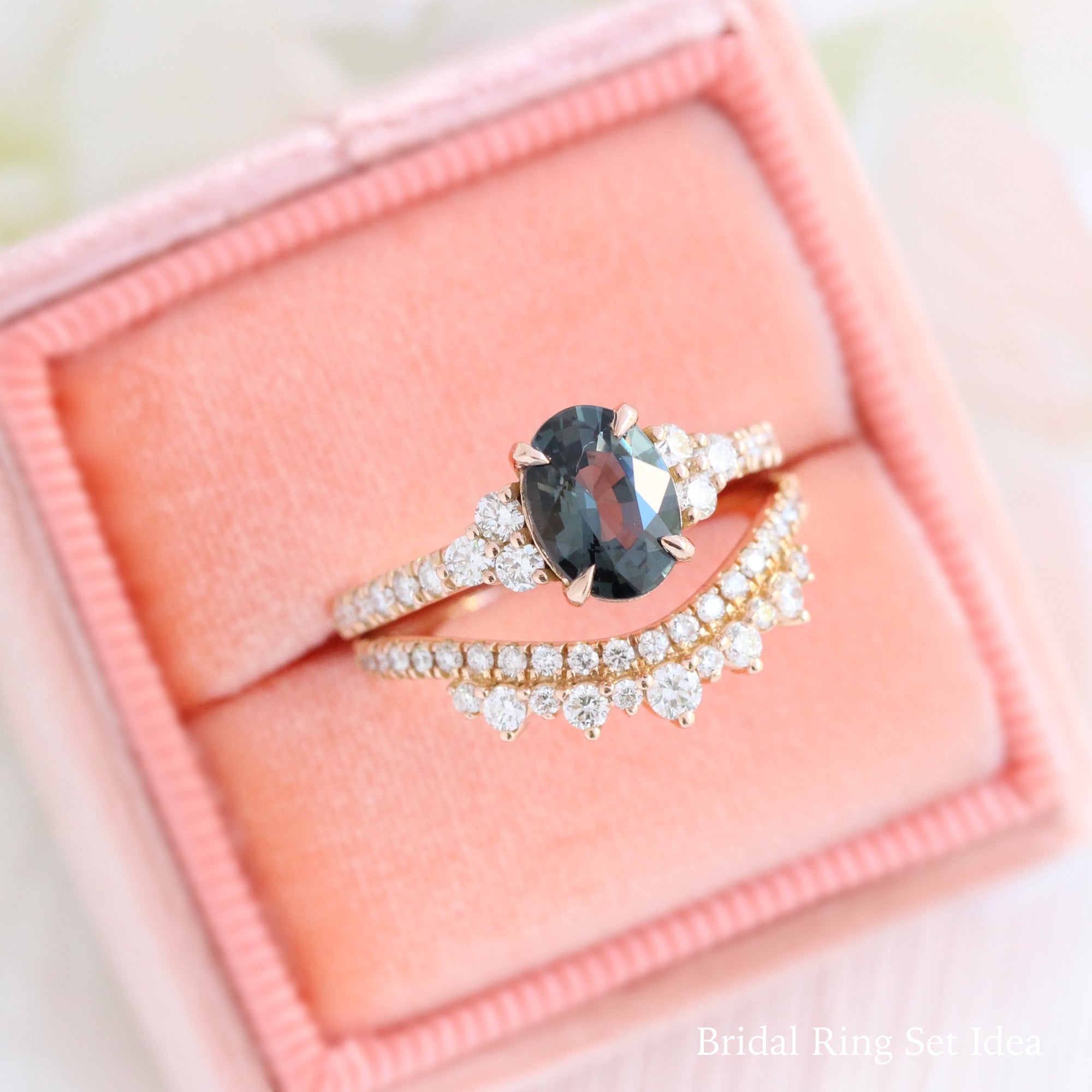 grey spinel ring rose gold oval cut engagement ring 3 stone grey diamond ring bridal set la more design jewelry