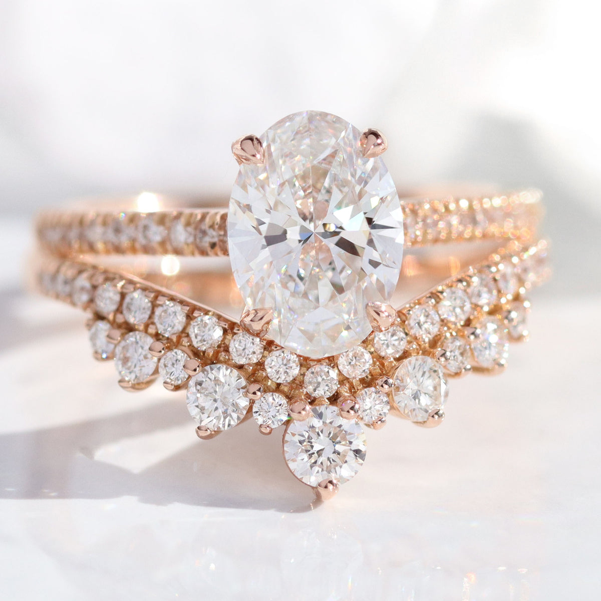 Large Diamond Wedding Ring Rose Gold V Shaped Diamond Wedding Band | La Large Diamond Wedding Ring Rose Gold V Shaped Diamond Wedding Band | La
