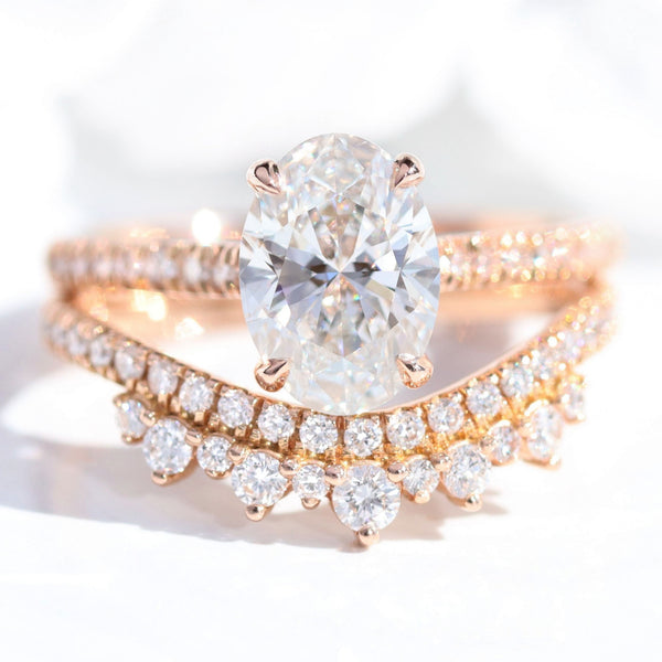 Rose Gold Solitaire Diamond Engagement Ring with Pavé Band